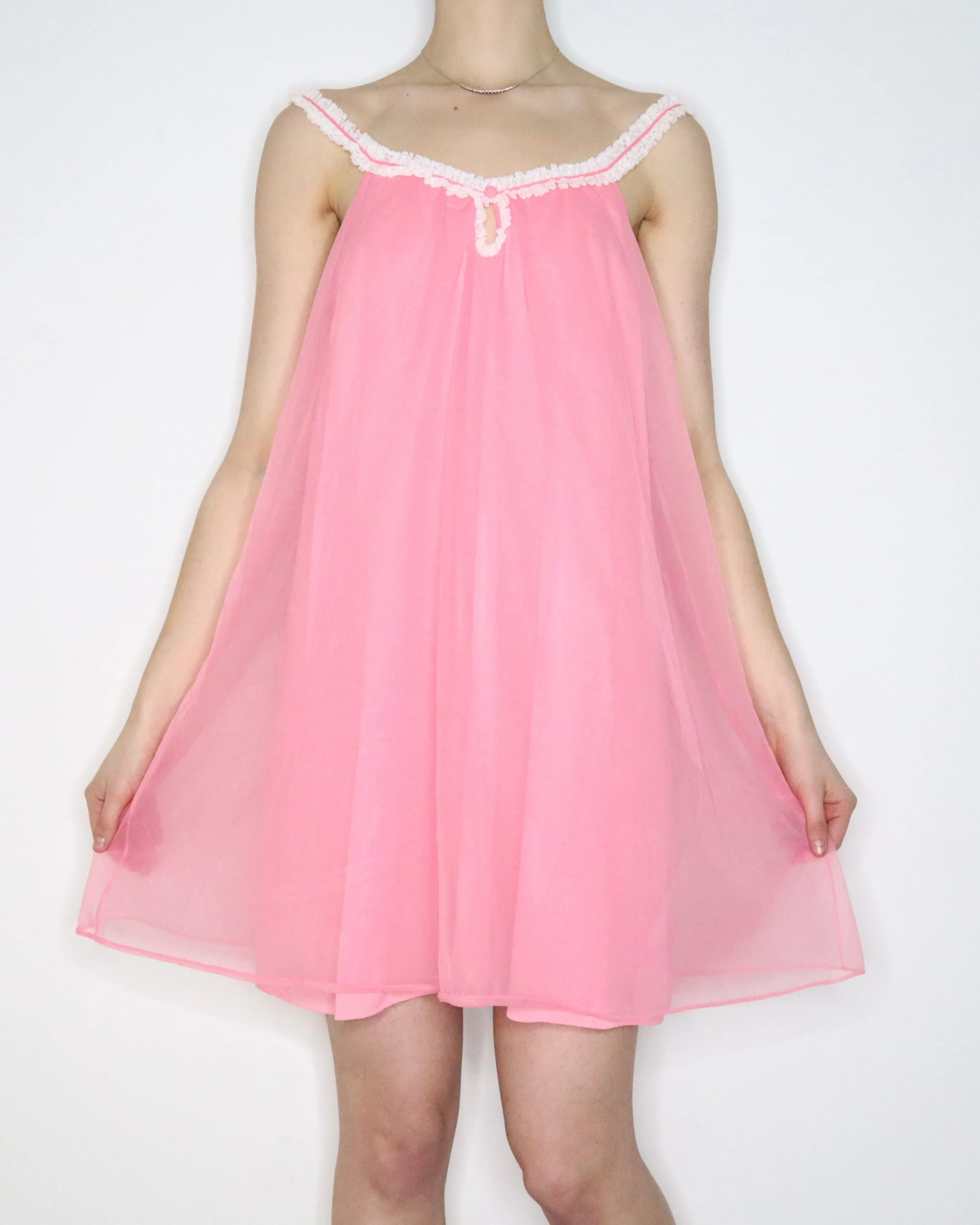 60s Pink Babydoll Nightgown (Medium)