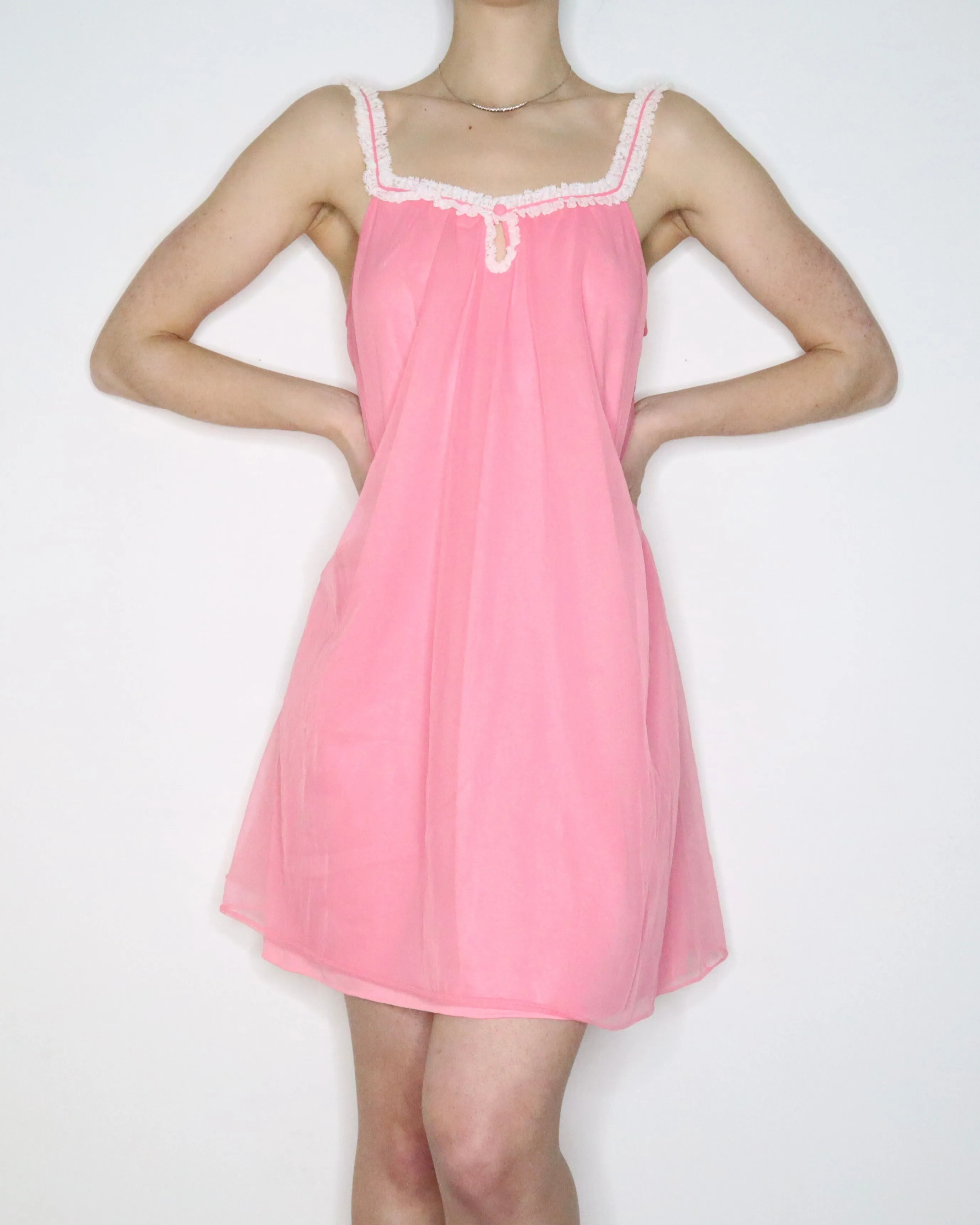60s Pink Babydoll Nightgown (Medium)