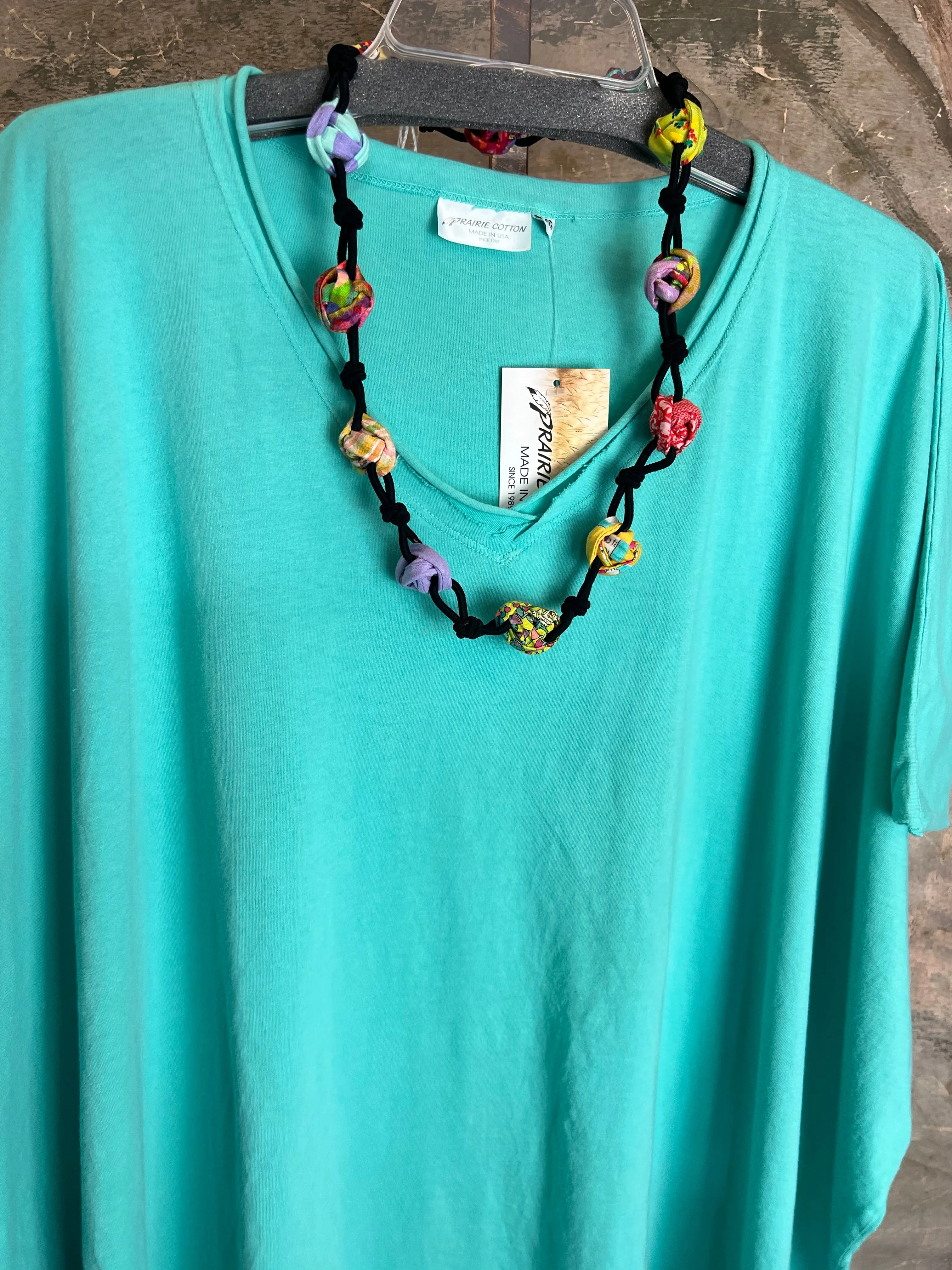 8715 Solid V-Elbow Tunic Tshirt-Azure