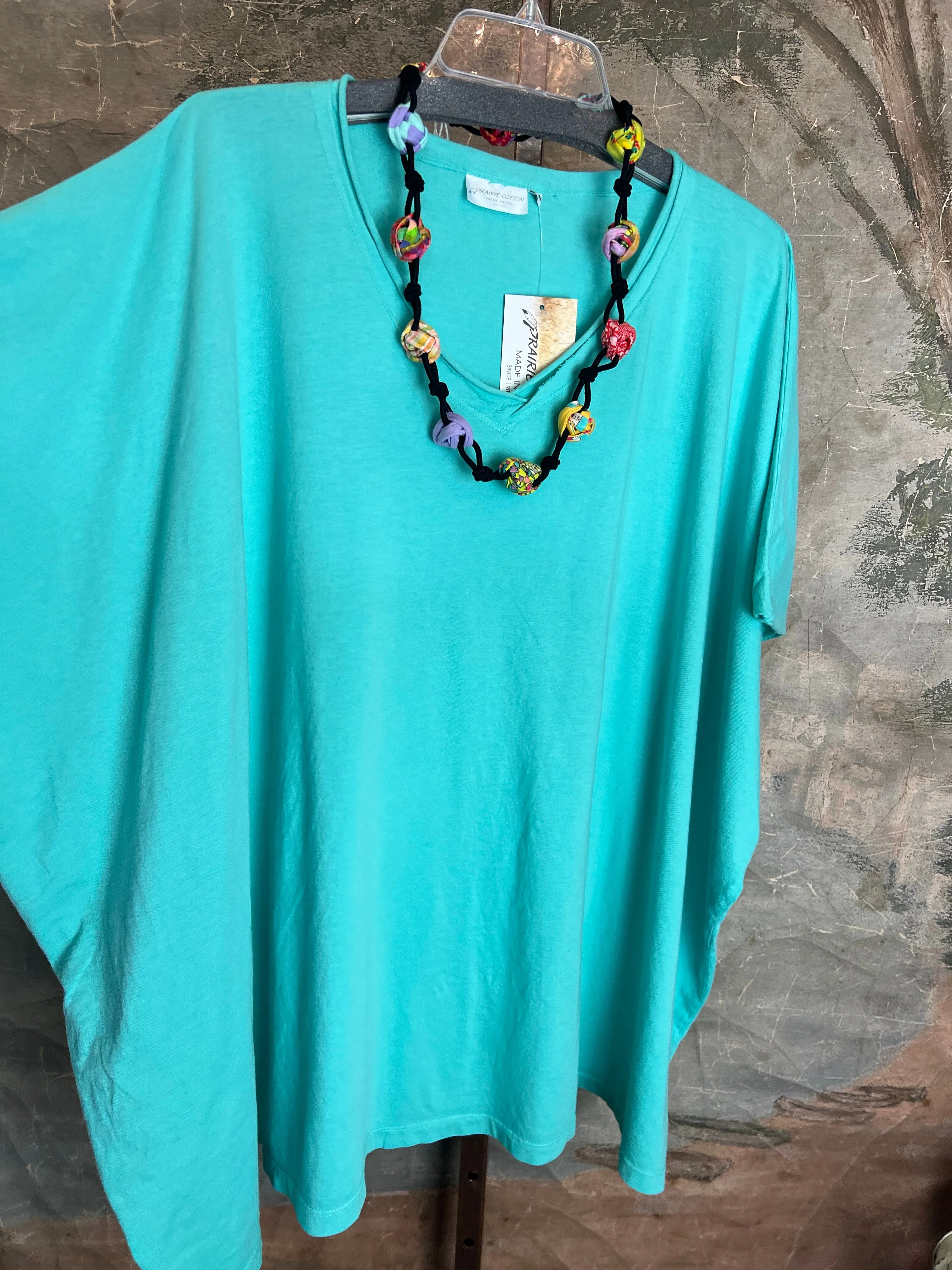 8715 Solid V-Elbow Tunic Tshirt-Azure