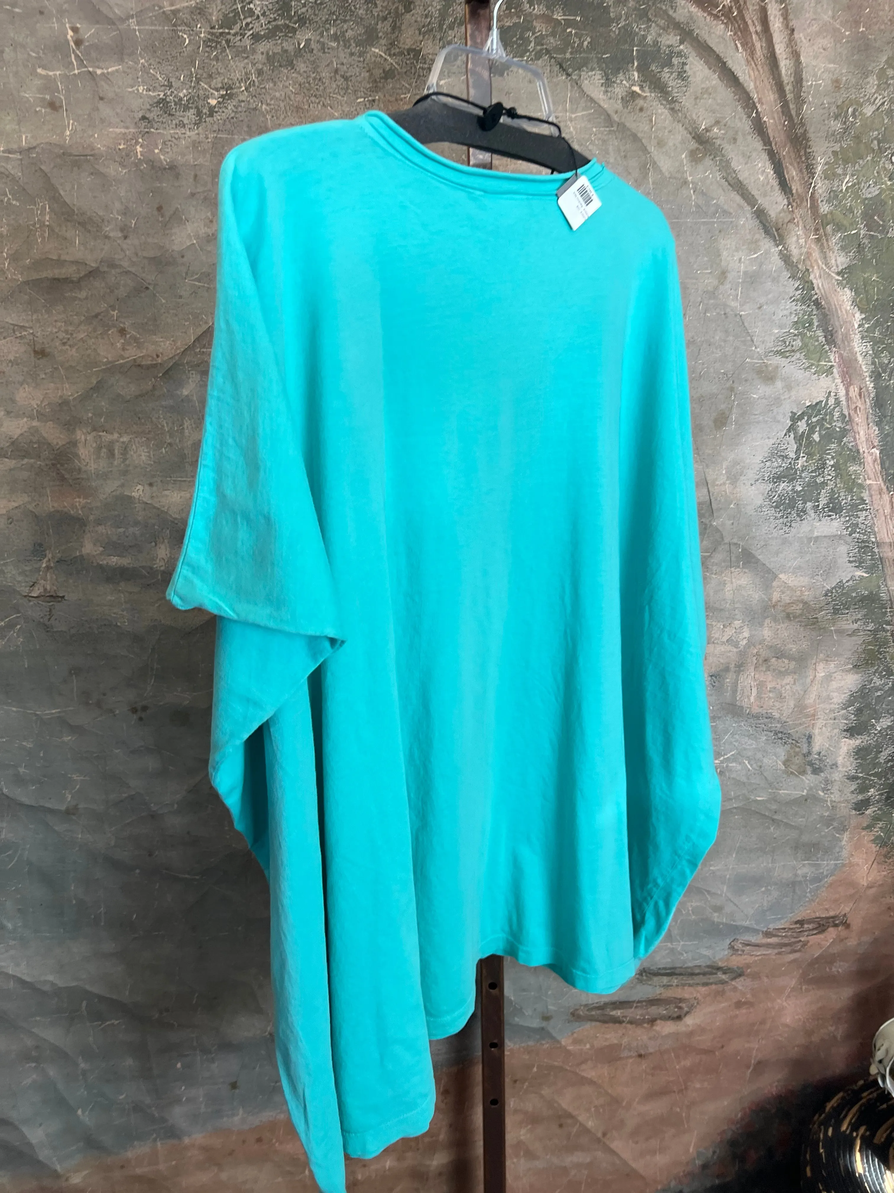 8715 Solid V-Elbow Tunic Tshirt-Azure