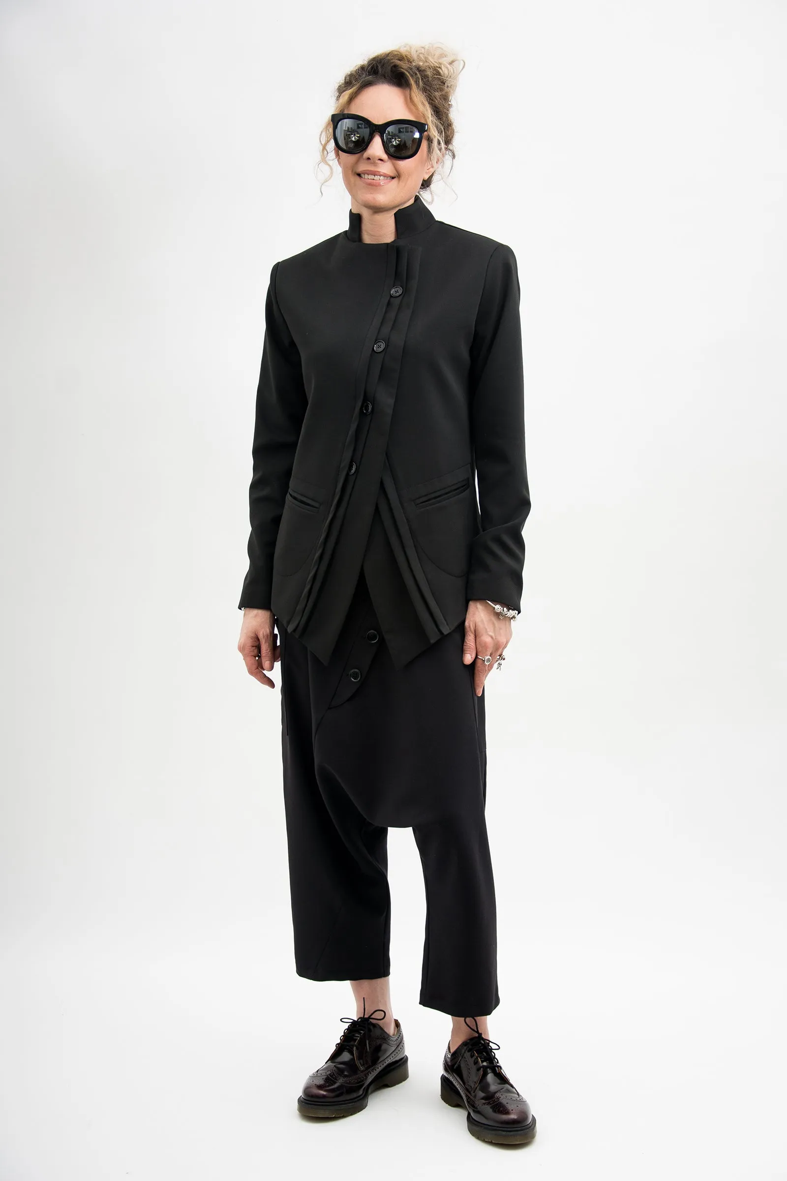 Asymmetrical Black Suit Blazer Women