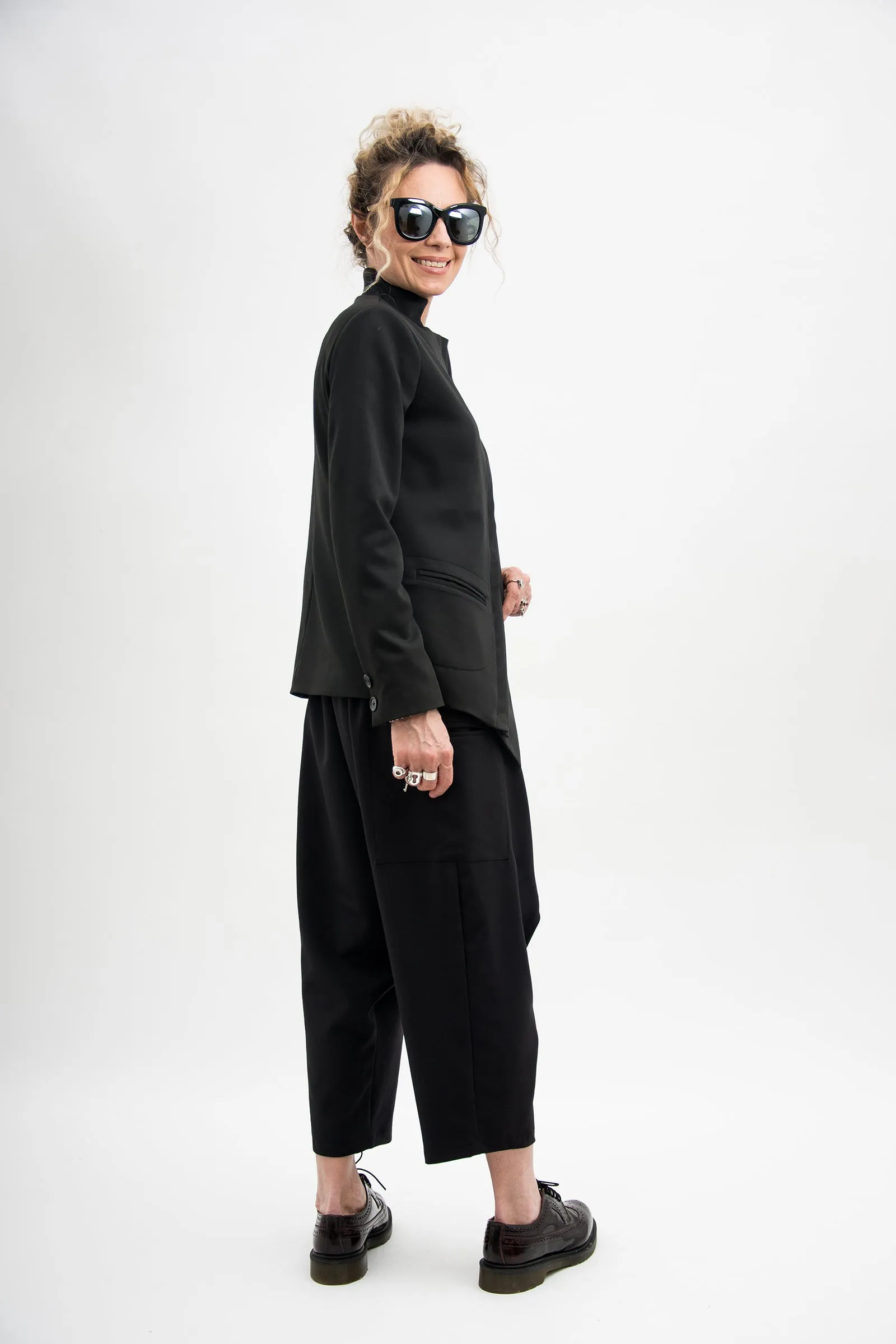 Asymmetrical Black Suit Blazer Women