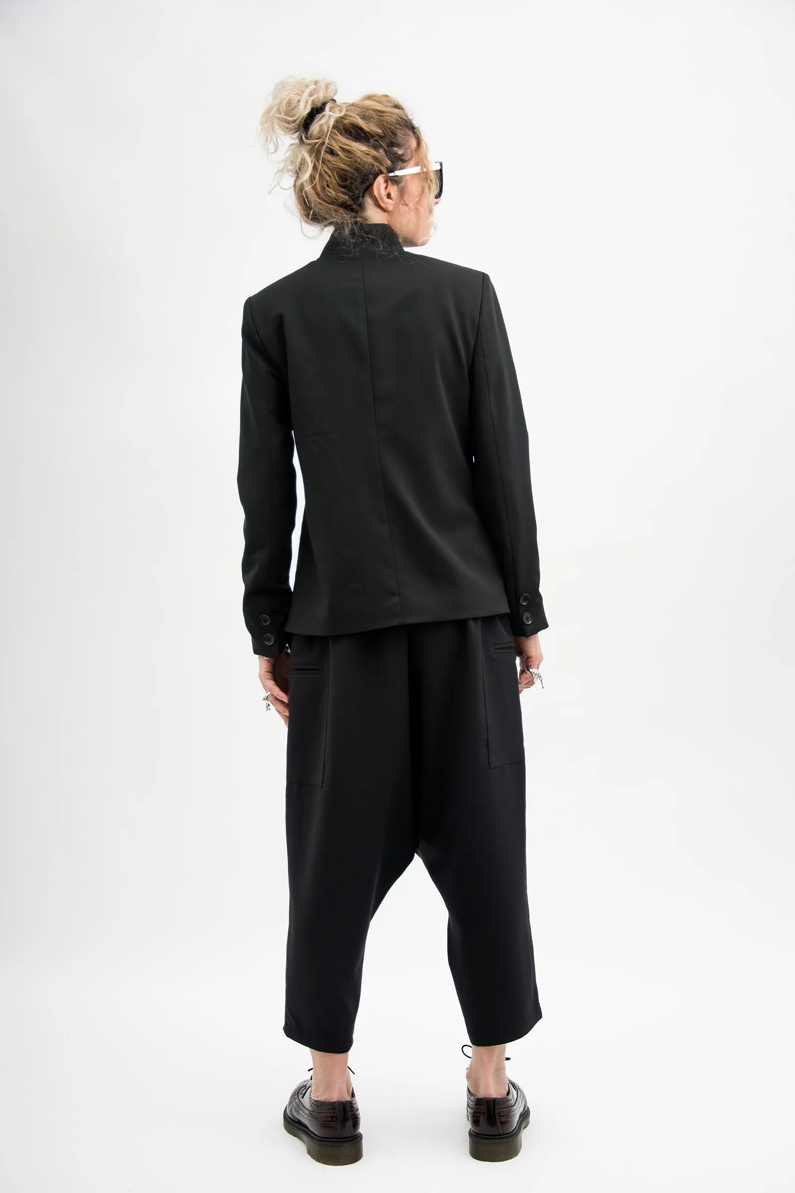Asymmetrical Black Suit Blazer Women