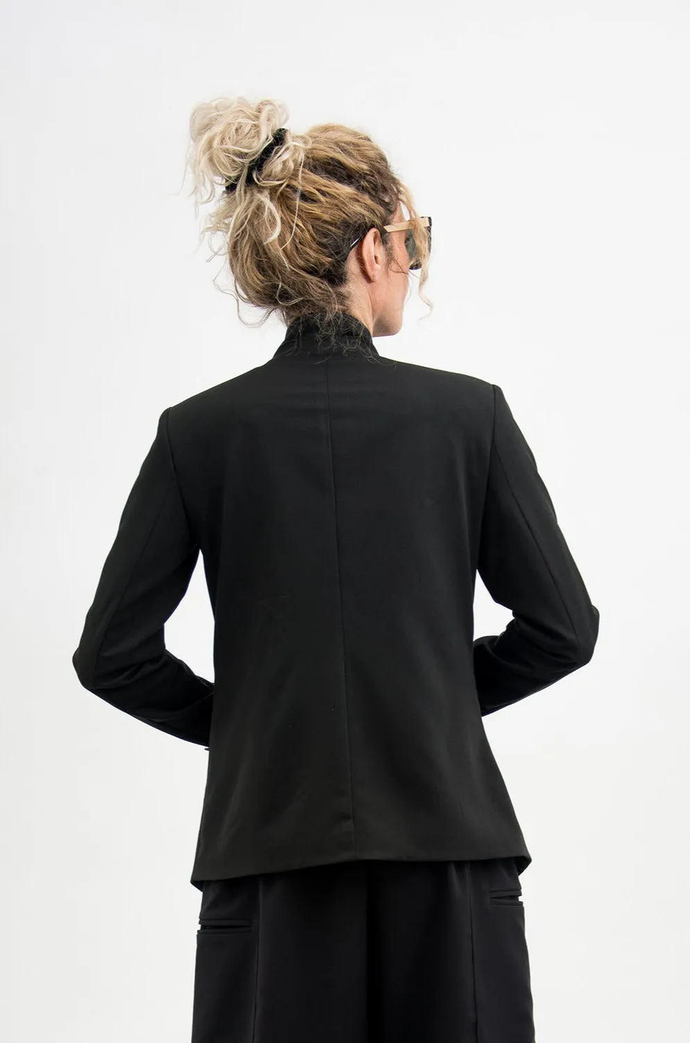 Asymmetrical Black Suit Blazer Women