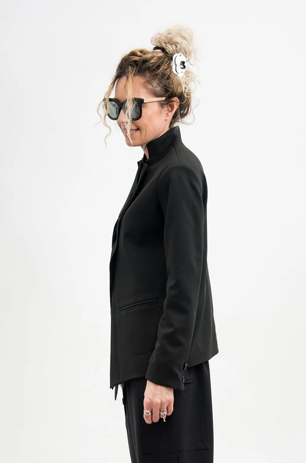 Asymmetrical Black Suit Blazer Women