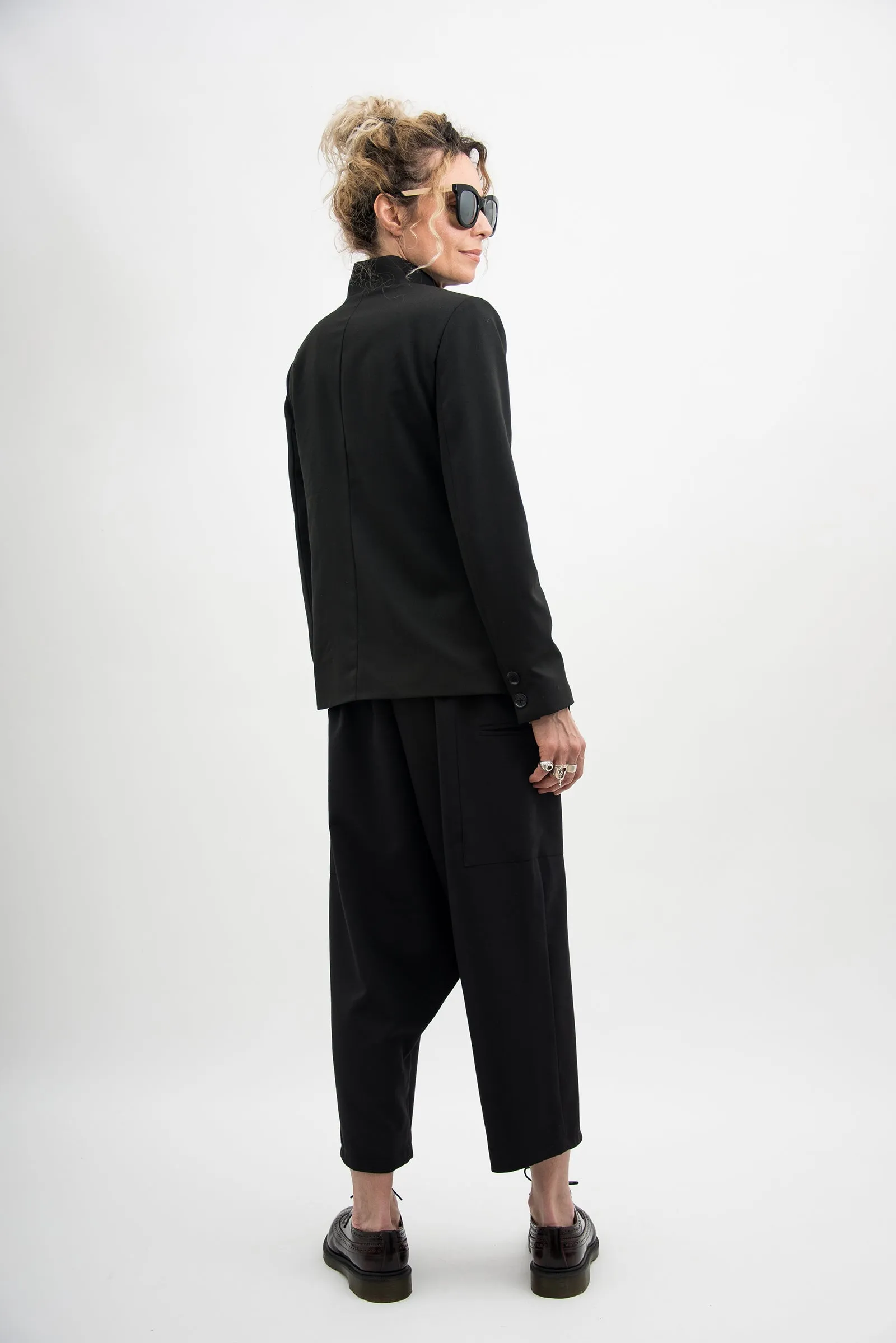 Asymmetrical Black Suit Blazer Women