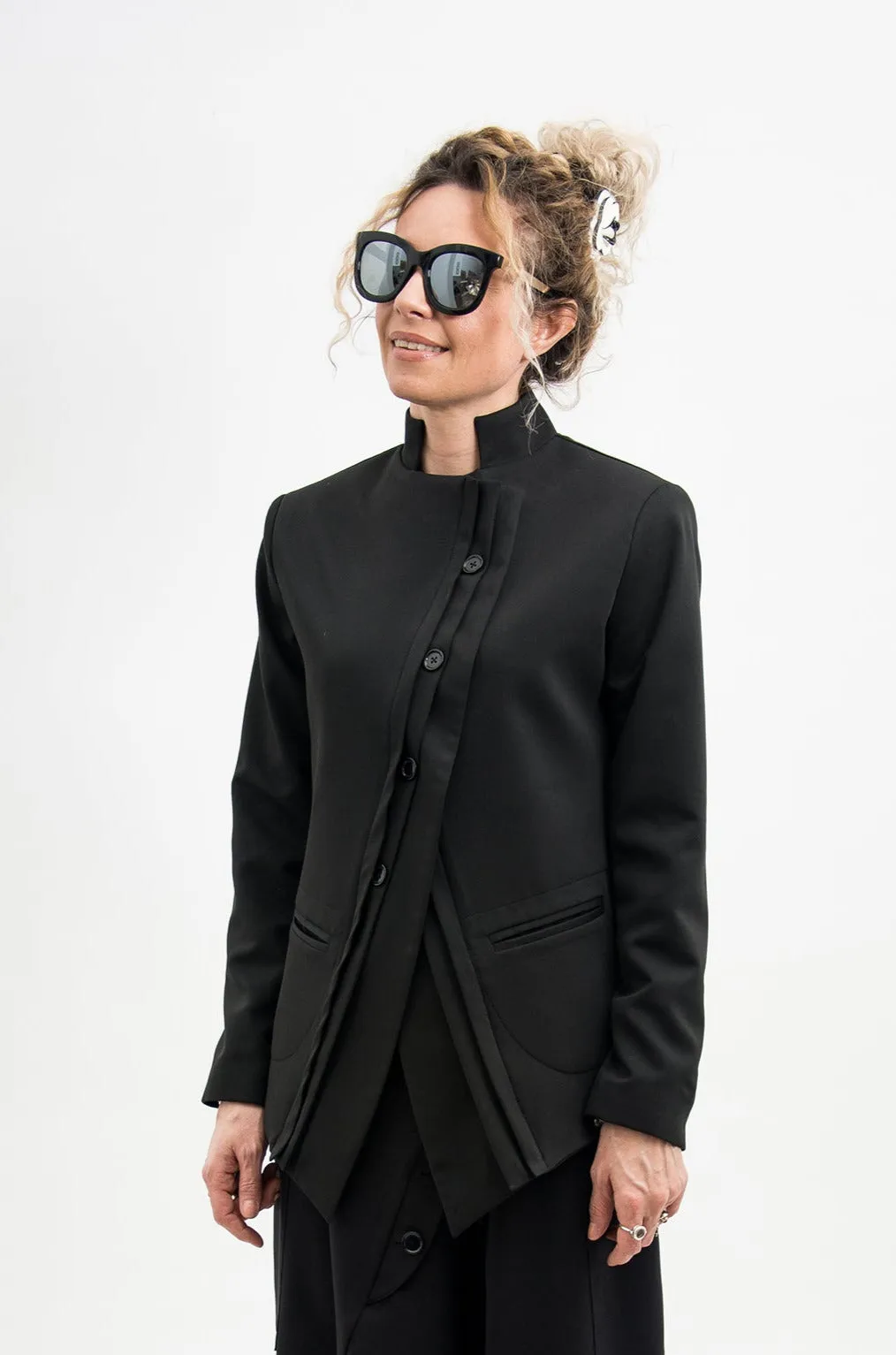 Asymmetrical Black Suit Blazer Women