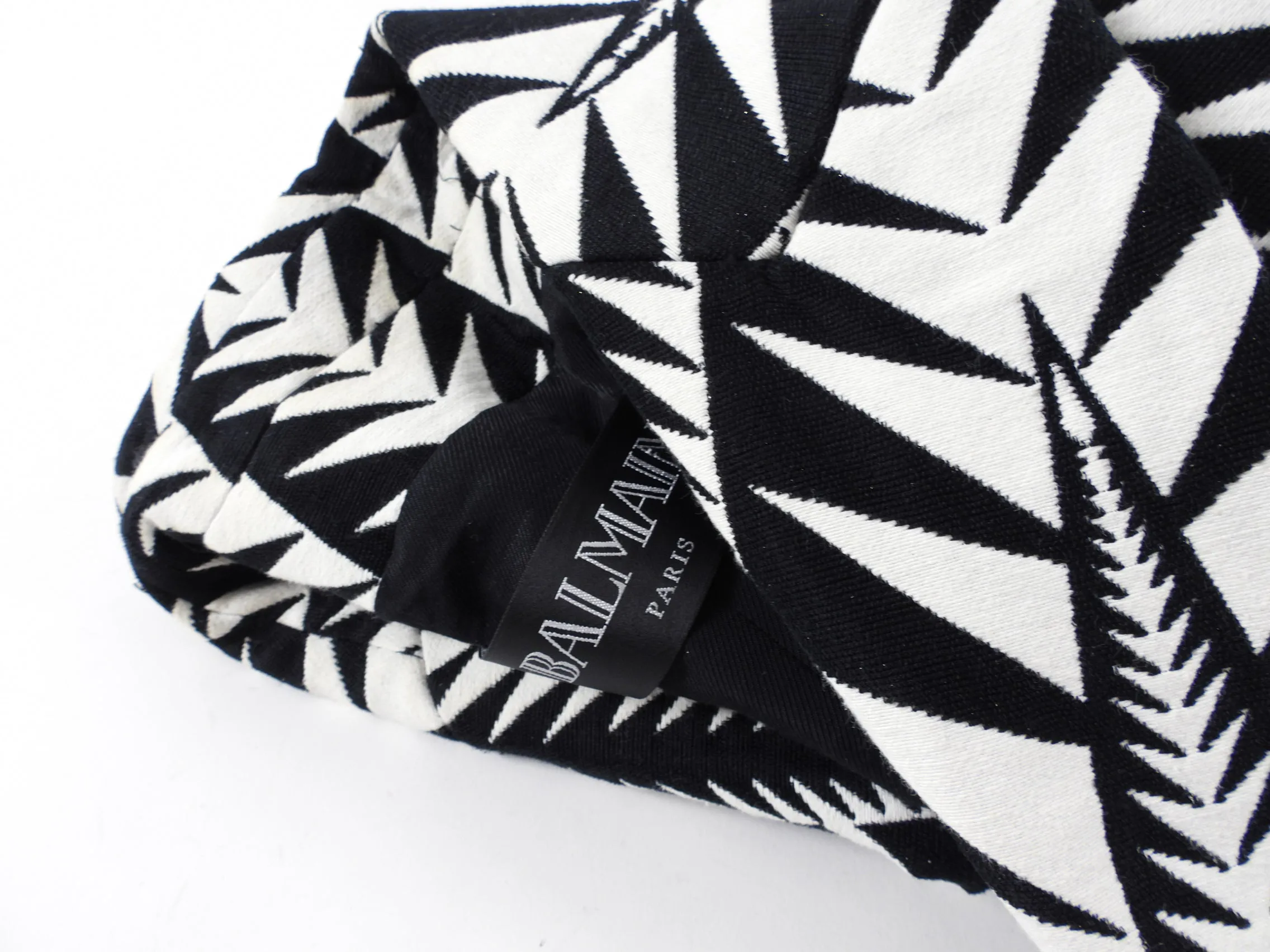 Balmain Black and White Geometric Pattern Blazer - USA 0