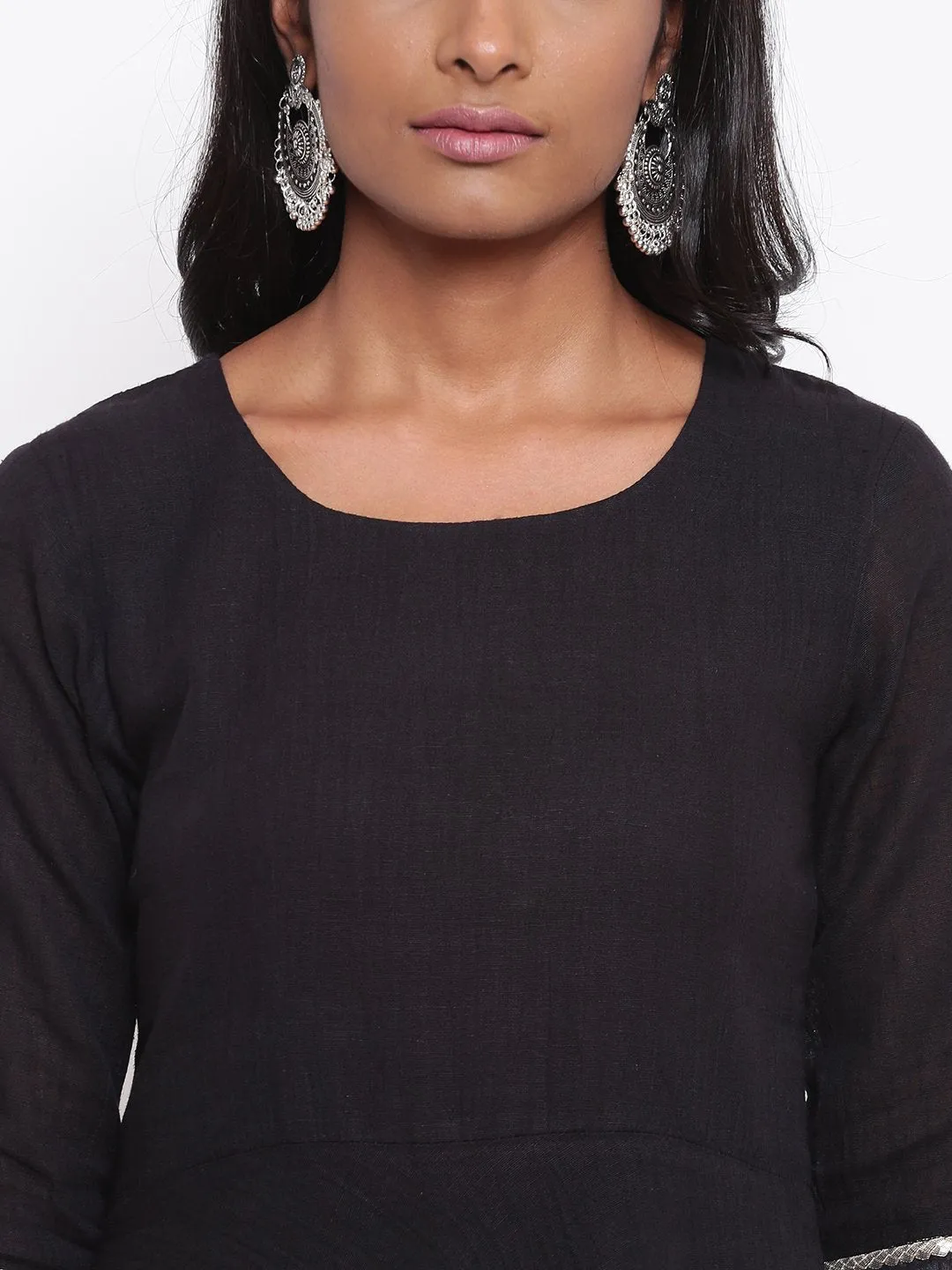 Black Gota Sleeve Kurta Set