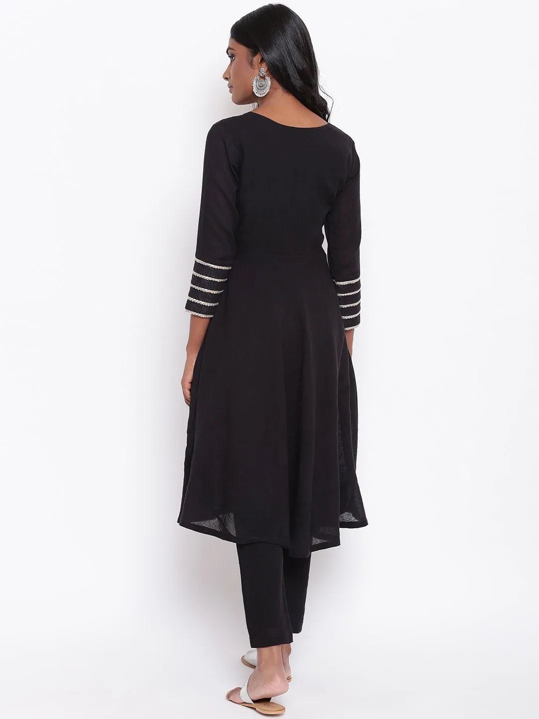 Black Gota Sleeve Kurta Set