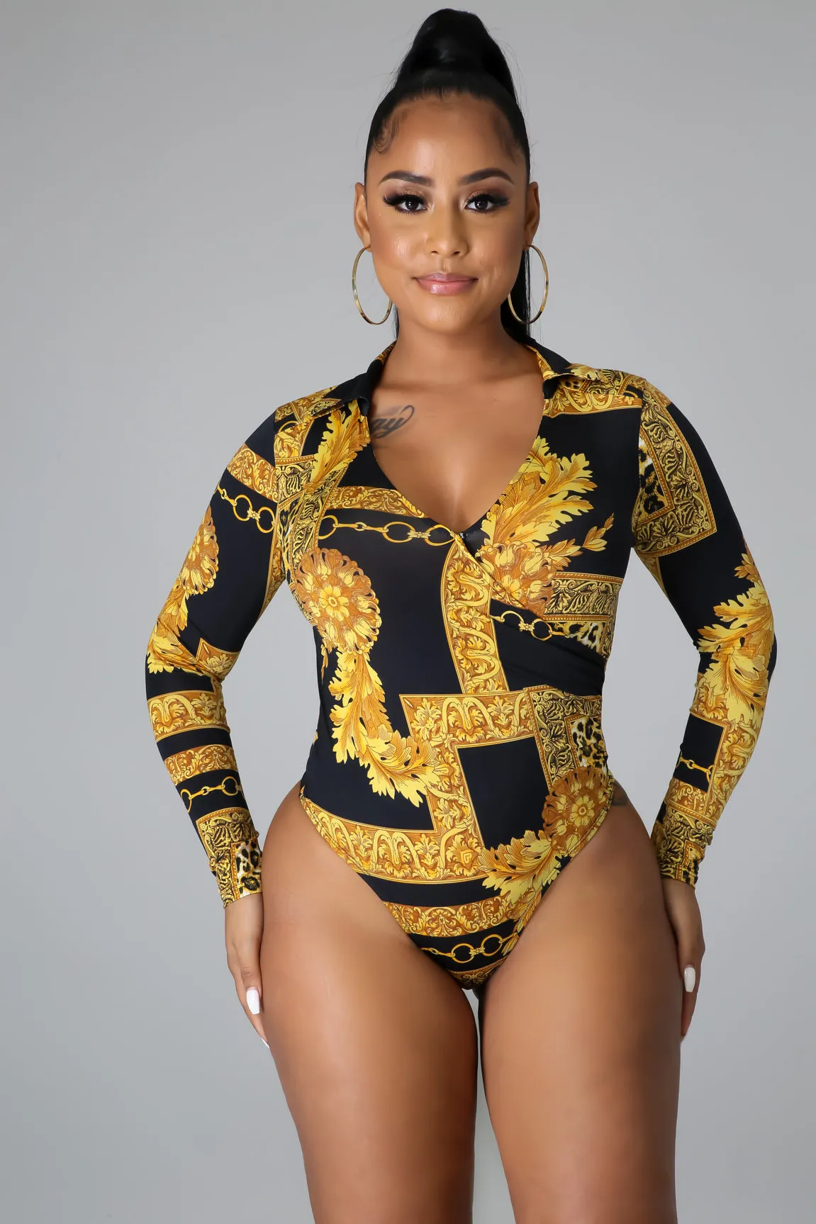 Cadence Chain Print Stretch Bodysuit