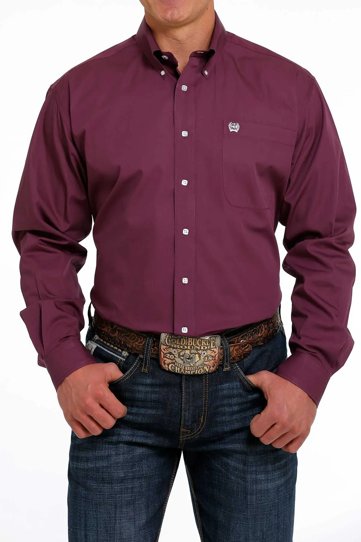 CINCH SOLID BUTTON SHIRT - PURPLE
