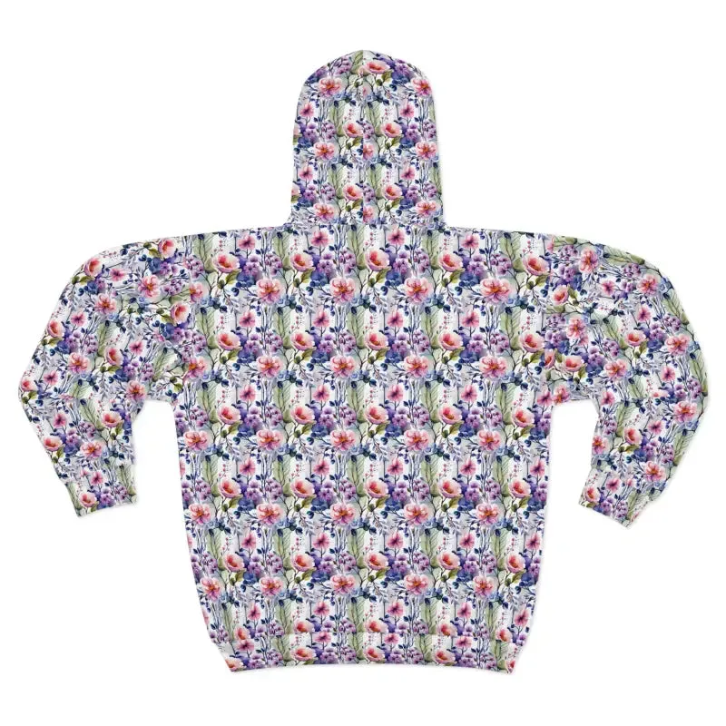Flower Pattern Fleece Jacket Unisex Zip Hoodie