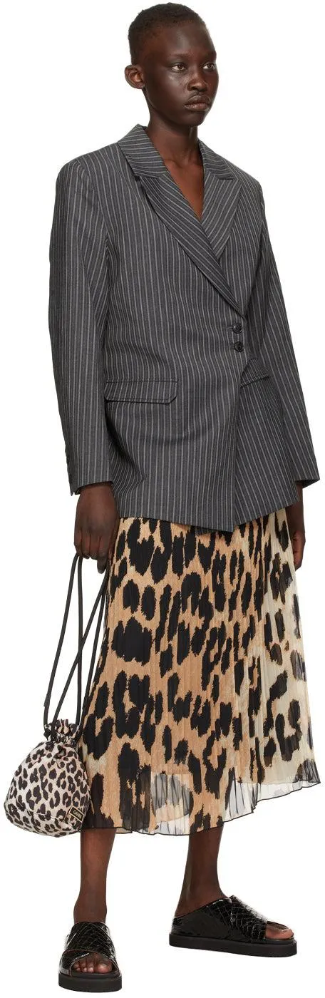GANNI Grey Stripe Suiting Blazer