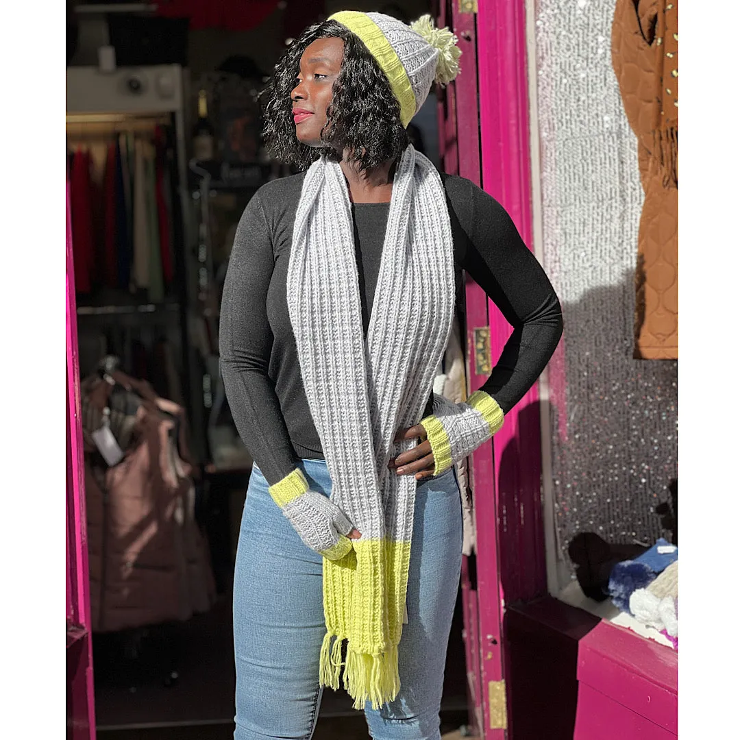 Green & Lime "Annabelle" Waffle Knit Beanie