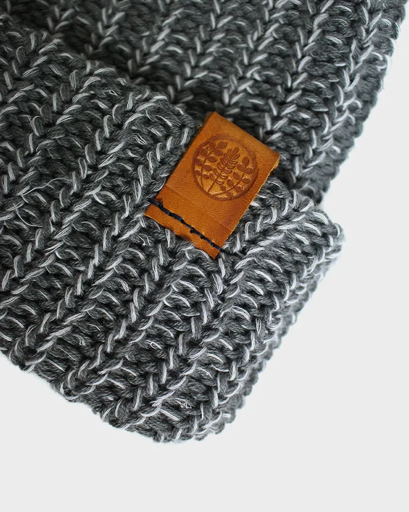 Kiriko Original Knit Cap, Marbled Light Grey and White