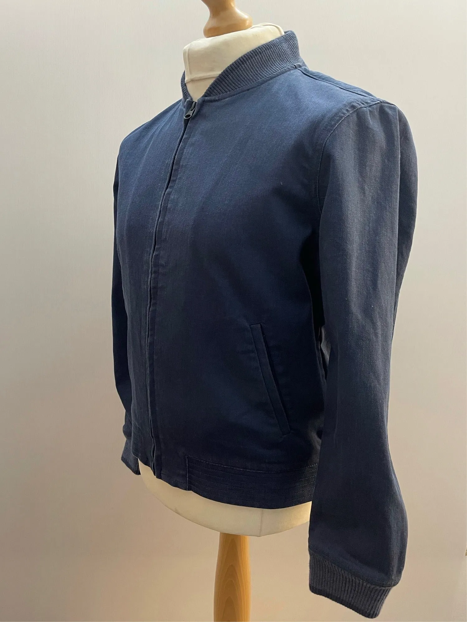 Levi Strauss Blue Denim Zip Up Bomber Jacket - Size S