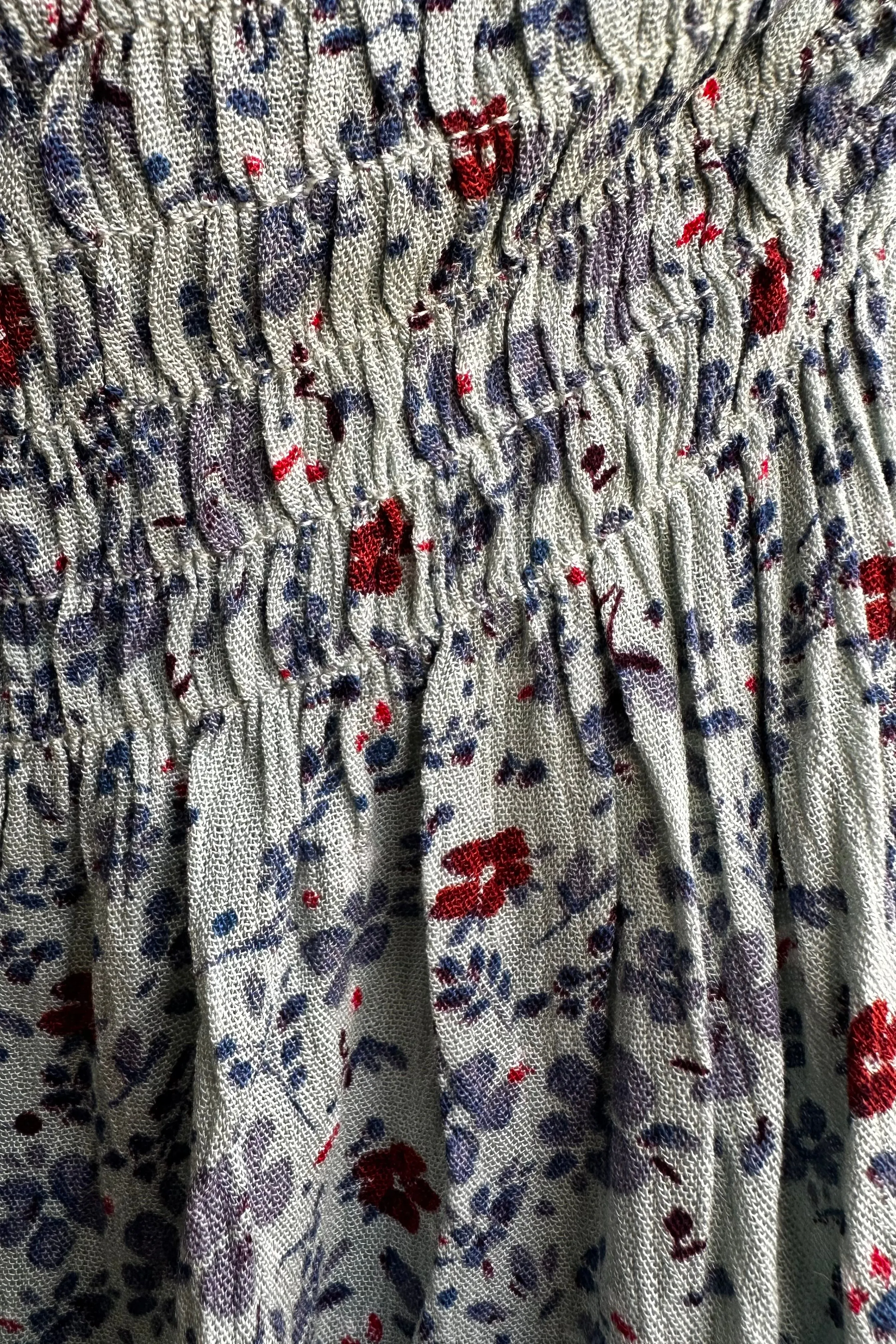 Light Blue Floral Blouson Sleeve Top