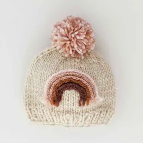 Mauve Rainbow Knit Beanie Hat
