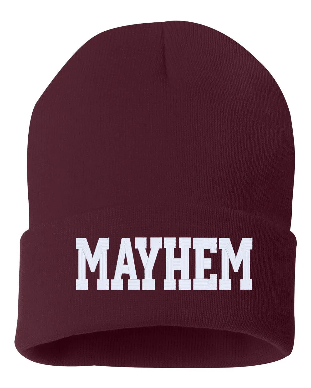 MAYHEM Embroidered Cuffed Beanie Hat