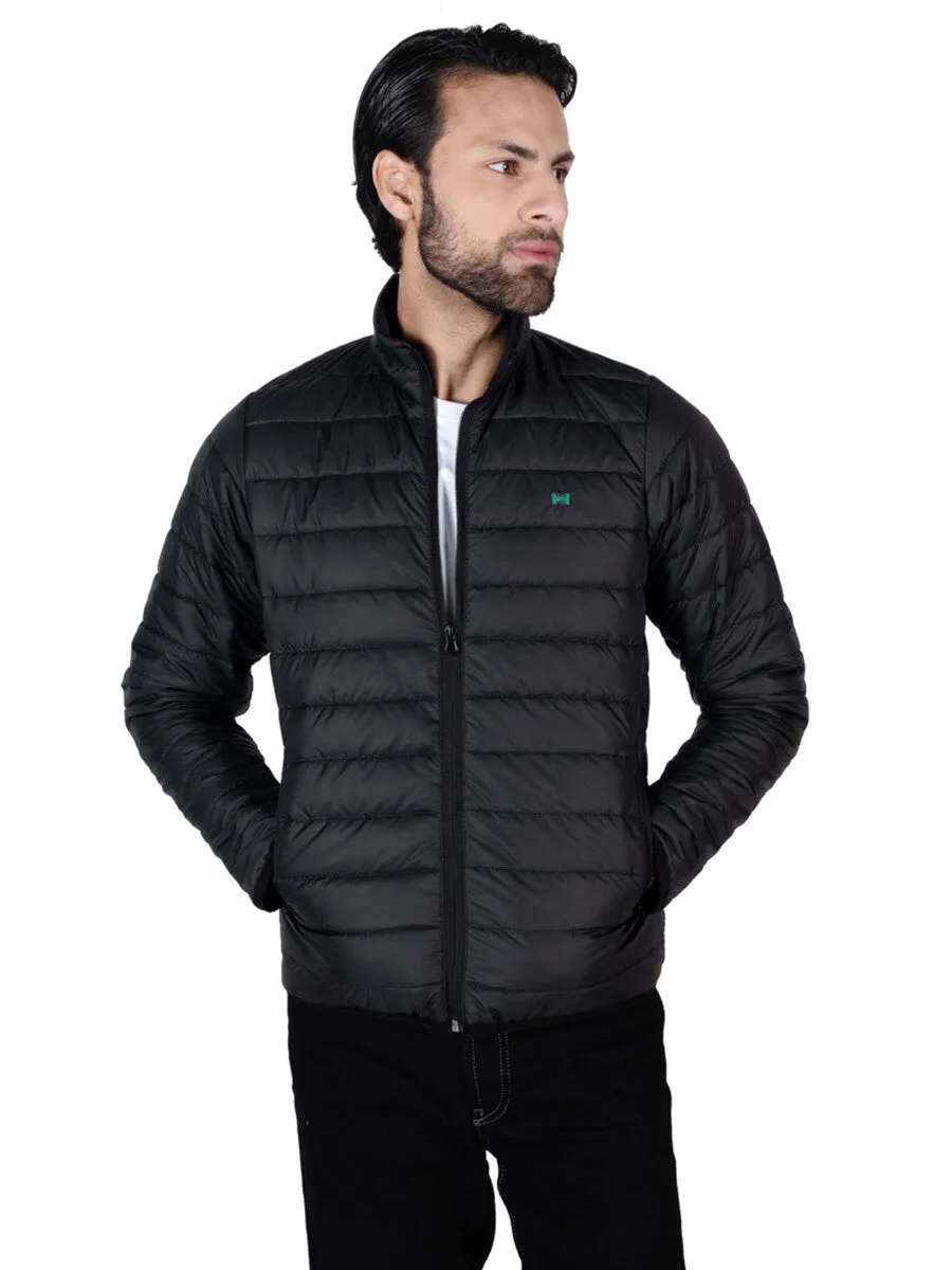 Men Black/Olive Short Body Slim-Fit Full-Sleeves Puffer Jackets - Pack of 2