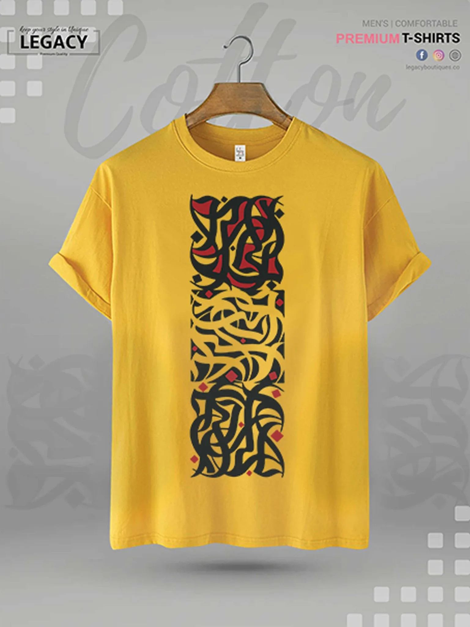 Men's High Quality Islamic T-shirt Lahzat Arabic Calligraphy Print