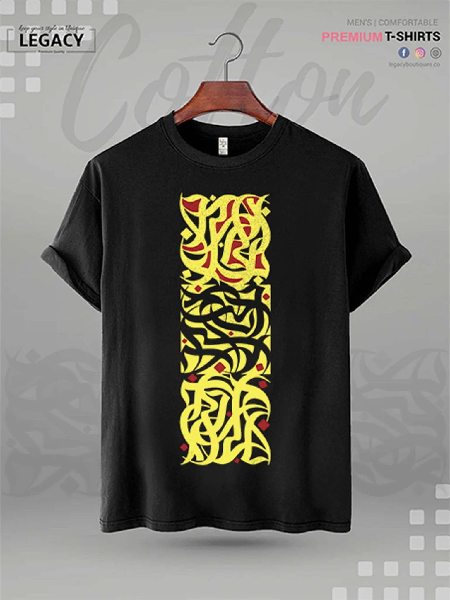 Men's High Quality Islamic T-shirt Lahzat Arabic Calligraphy Print