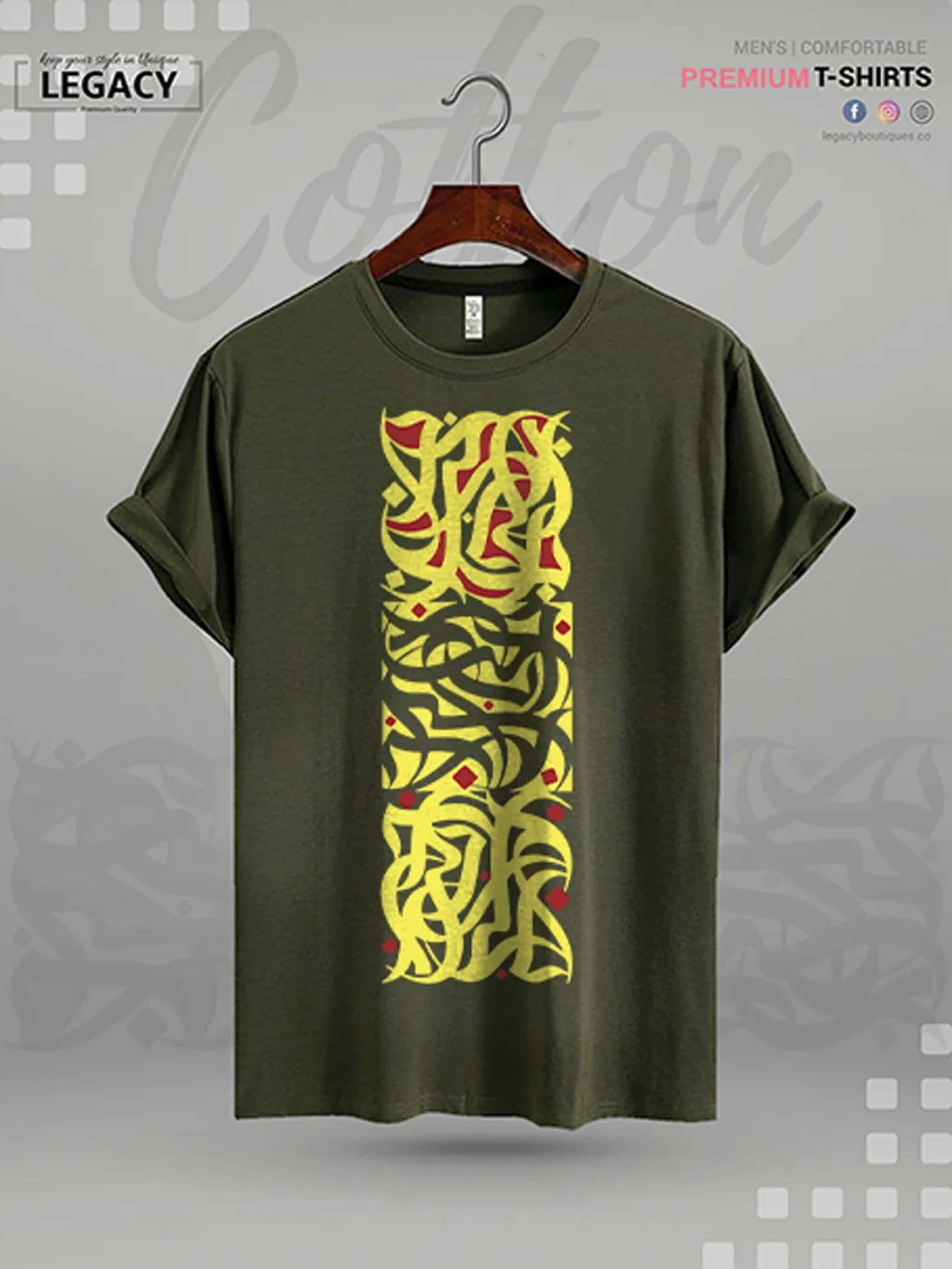Men's High Quality Islamic T-shirt Lahzat Arabic Calligraphy Print