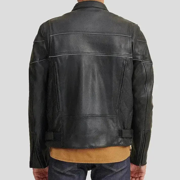 Men's Leather Rider Jacket with Thin Insulate Lining