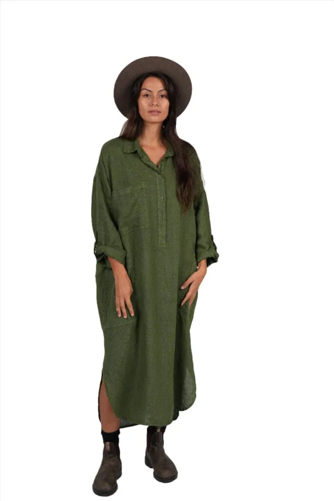 Montaigne Biarritz Linen Shirt Dress