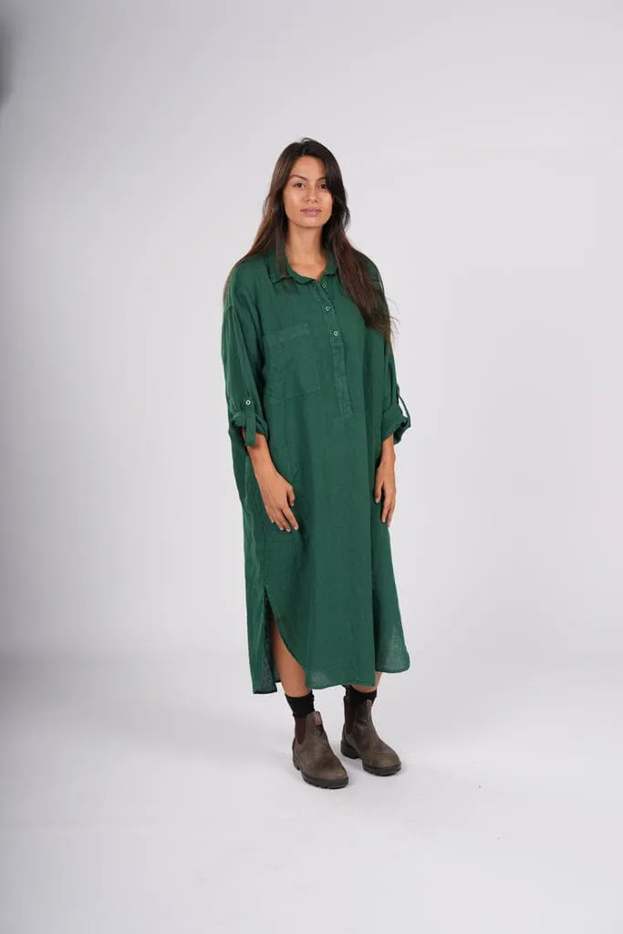 Montaigne Biarritz Linen Shirt Dress