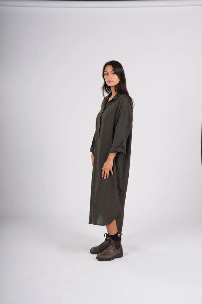 Montaigne Biarritz Linen Shirt Dress
