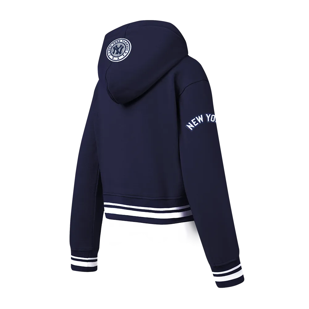 NEW YORK YANKEES RETRO CLASSIC BIG GIRLS RIB FLC PO HOODIE (MIDNIGHT NAVY)