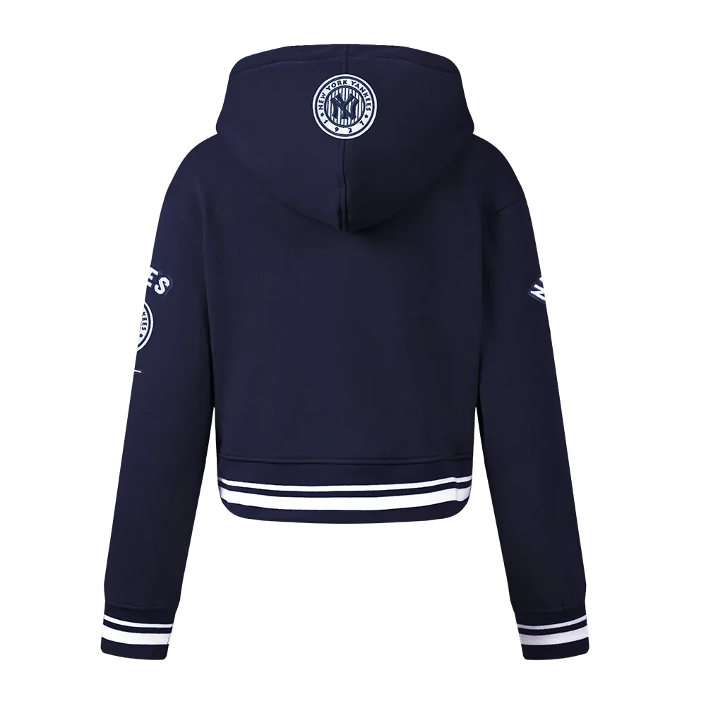 NEW YORK YANKEES RETRO CLASSIC BIG GIRLS RIB FLC PO HOODIE (MIDNIGHT NAVY)