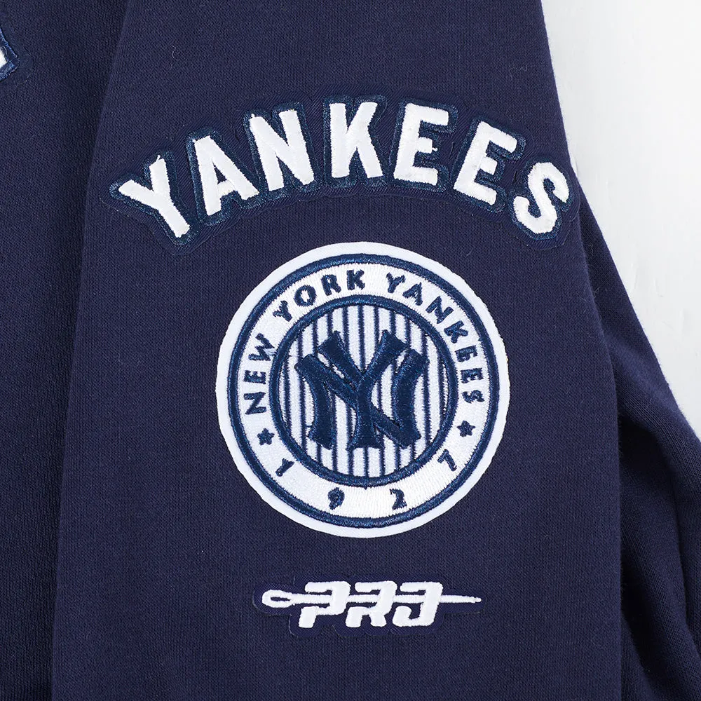 NEW YORK YANKEES RETRO CLASSIC BIG GIRLS RIB FLC PO HOODIE (MIDNIGHT NAVY)