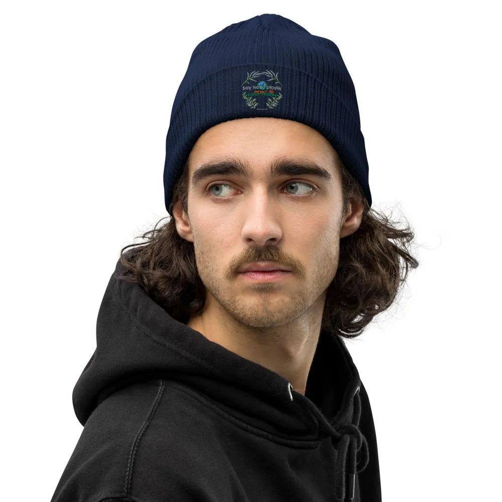 Organic Cotton Ribbed Beanie - Say no to plastic, say yes to life - Soft and Stylish Winter Accessory