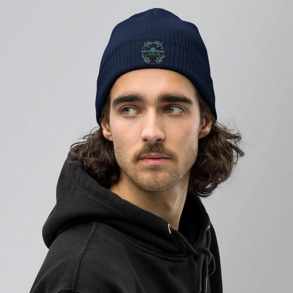 Organic Cotton Ribbed Beanie - Say no to plastic, say yes to life - Soft and Stylish Winter Accessory