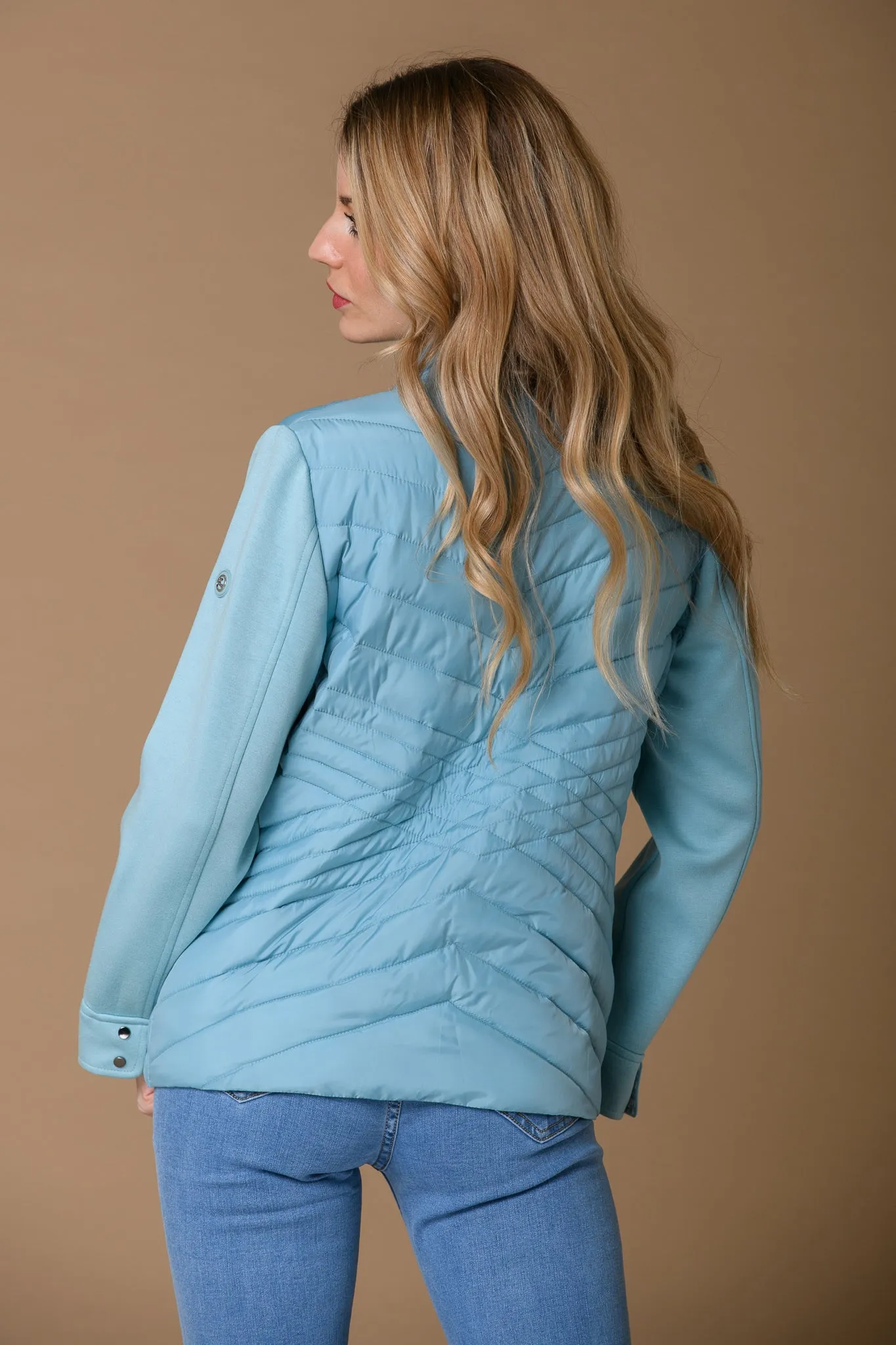 Print Trim Quilt   Jersey Jkt - Green