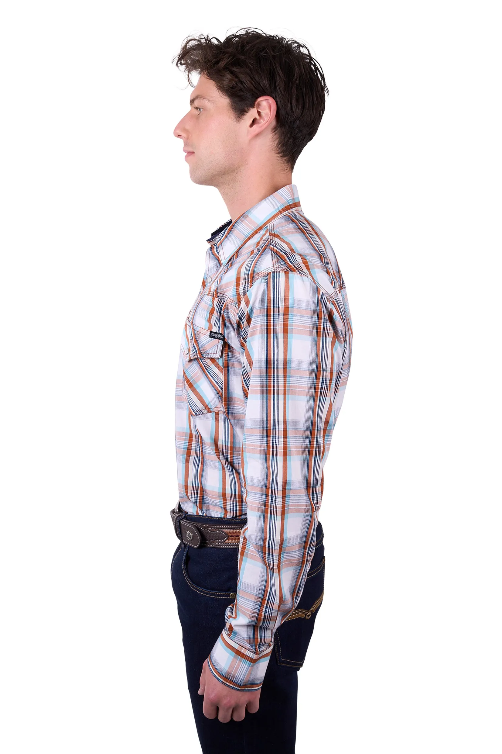Pure Western Mens Axel LS Shirt in Tan