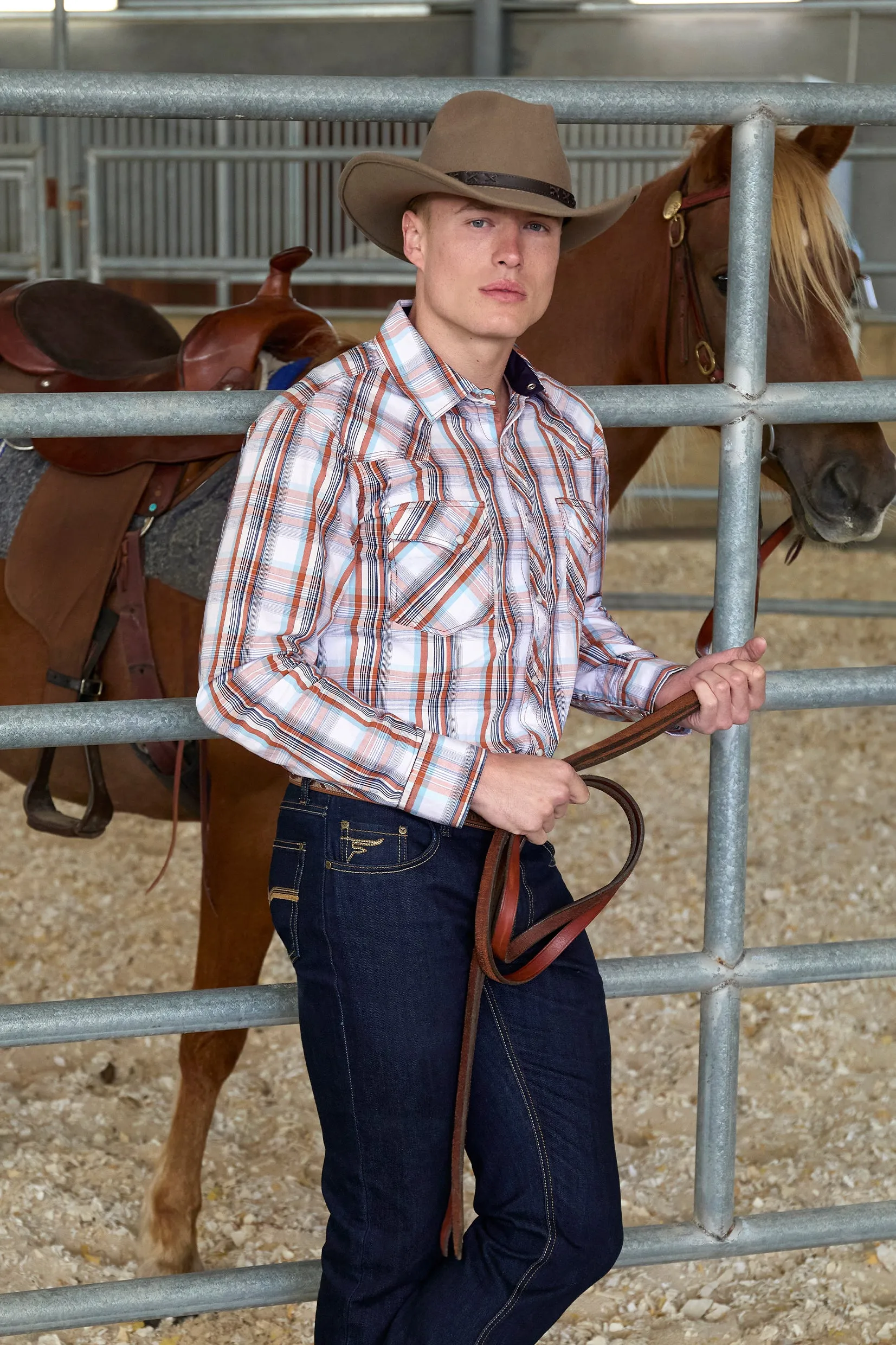 Pure Western Mens Axel LS Shirt in Tan