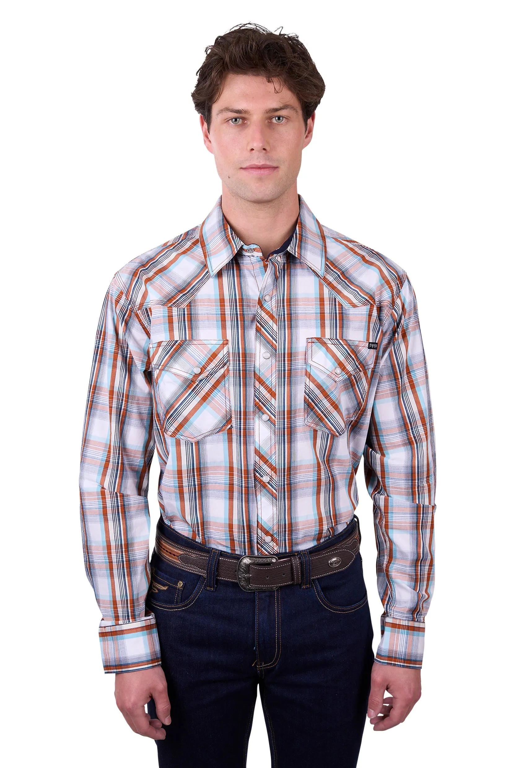Pure Western Mens Axel LS Shirt in Tan