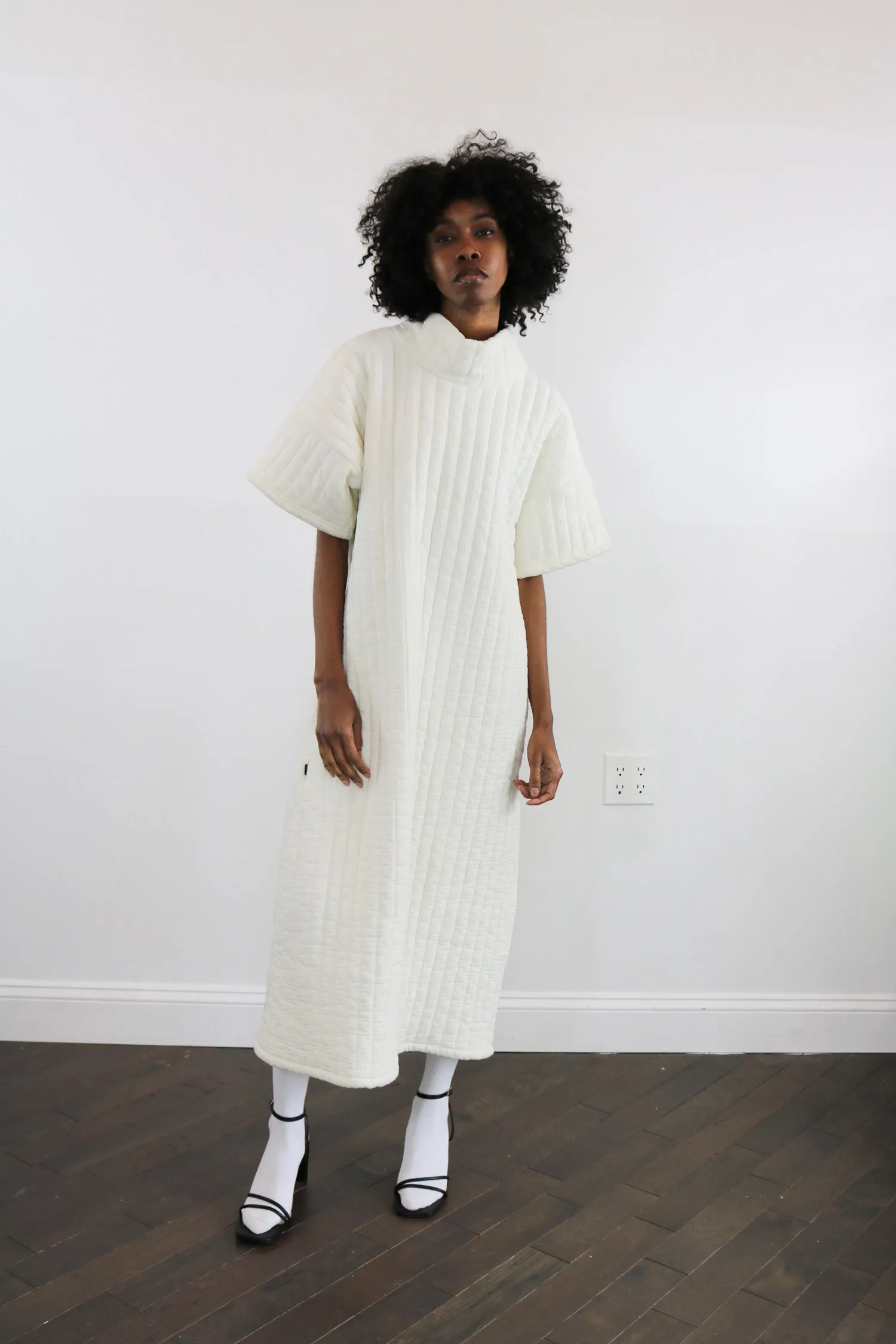 quilted hi neck long tunic