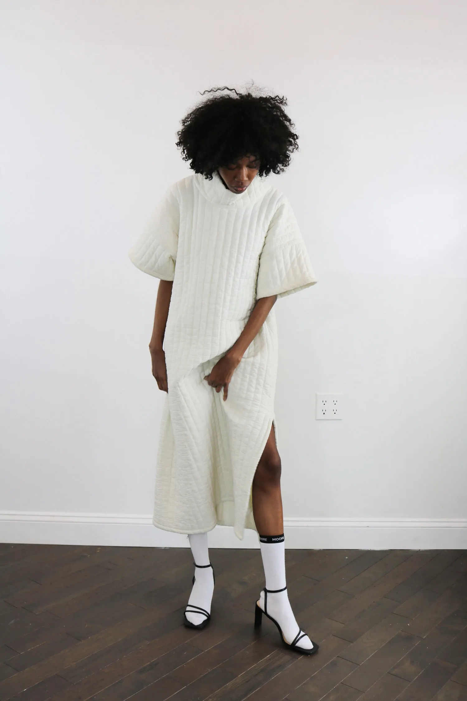 quilted hi neck long tunic