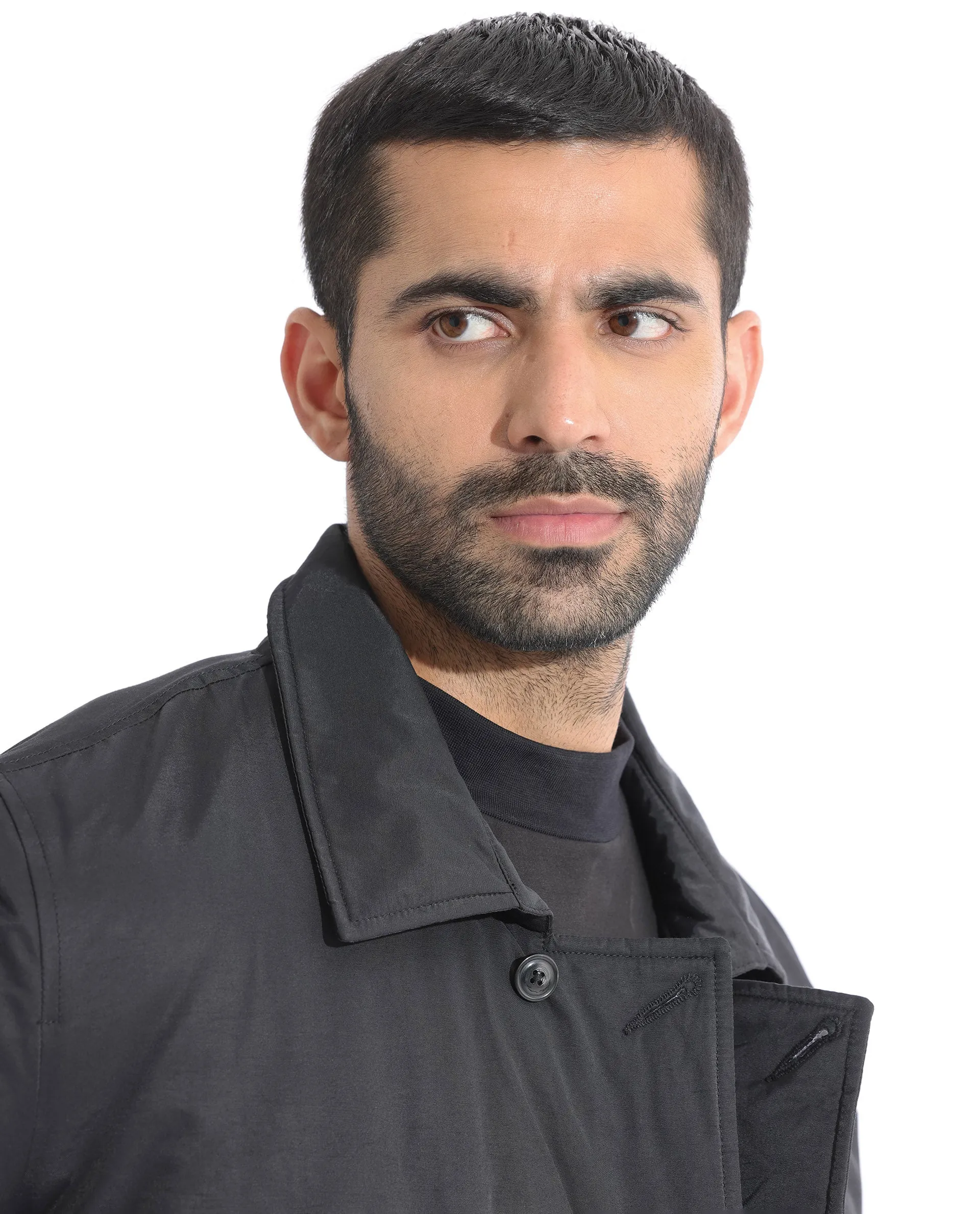 Rare Rabbit Men's Merjon Black Broad Collar Overlap Jacket