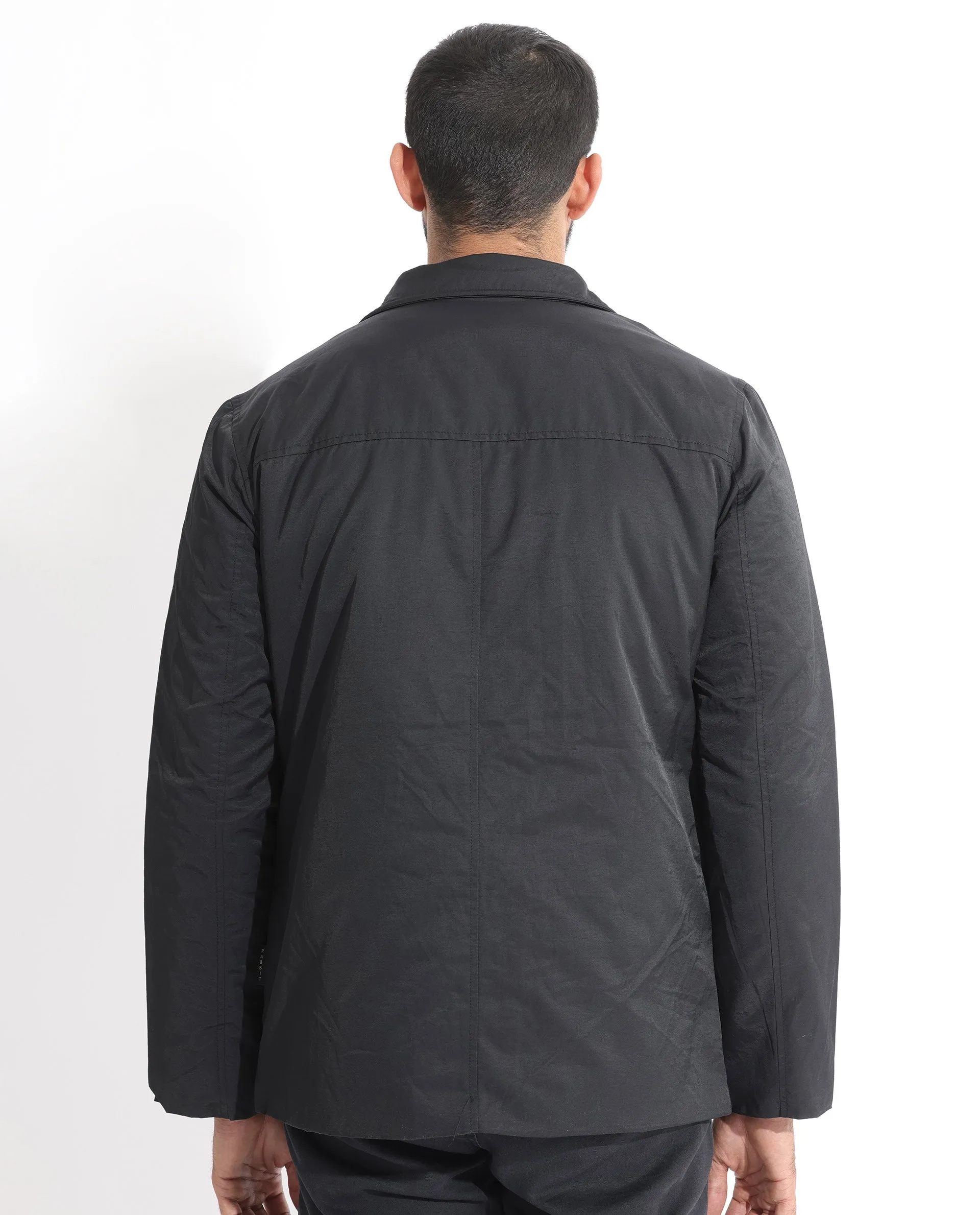 Rare Rabbit Men's Merjon Black Broad Collar Overlap Jacket