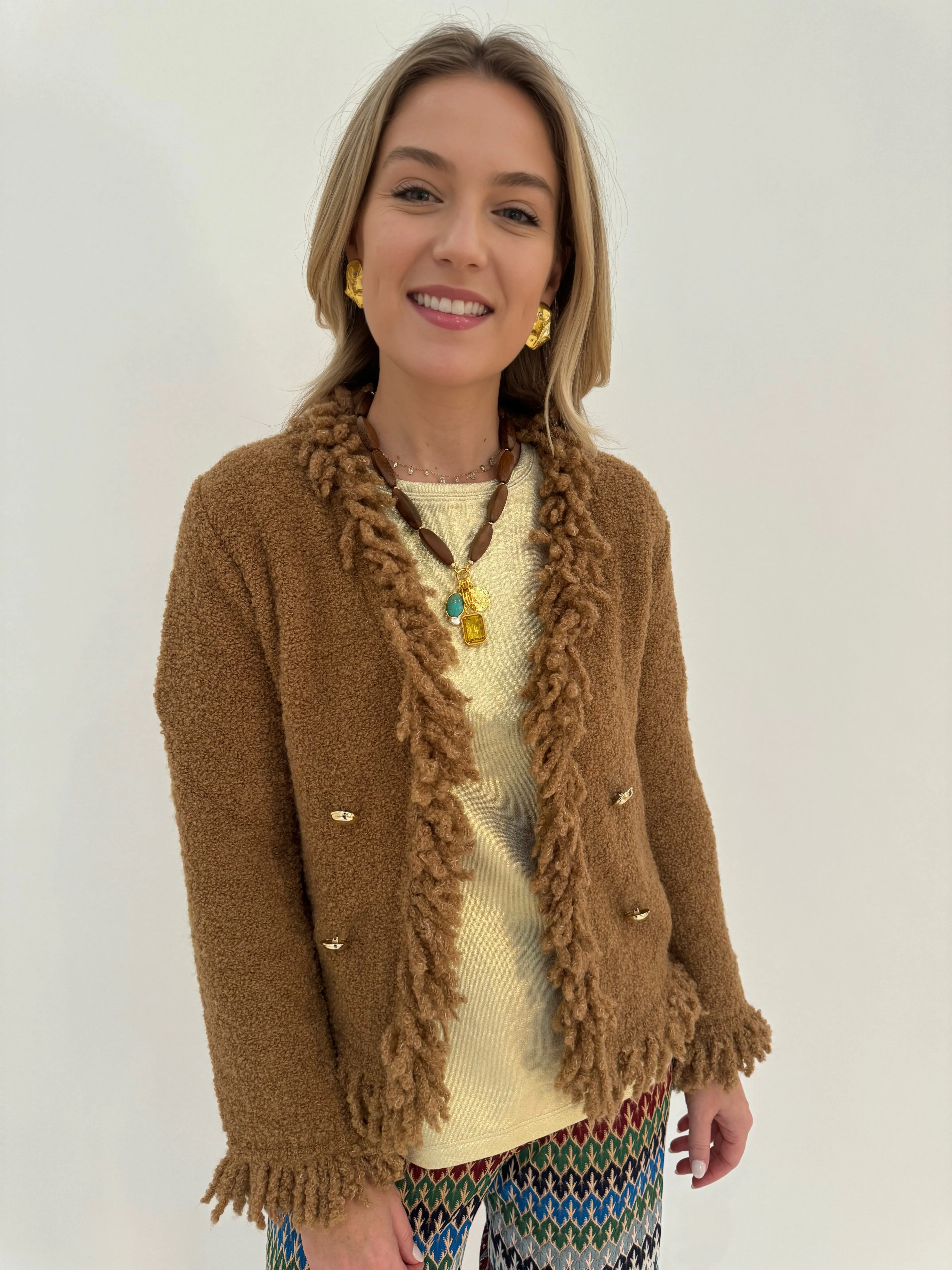 Rovo Fringe Jacket - Camel