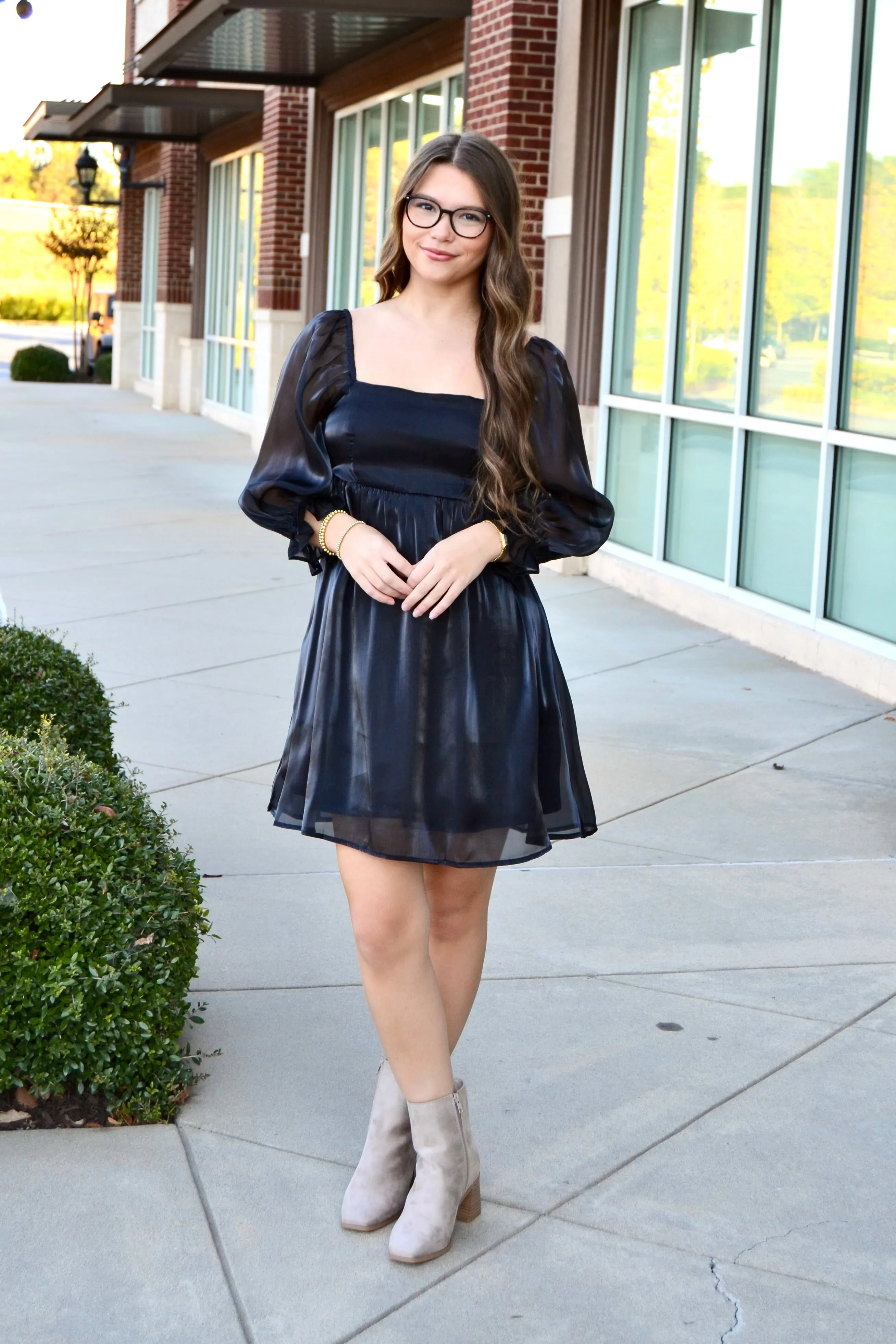 Shimmer satin babydoll dress