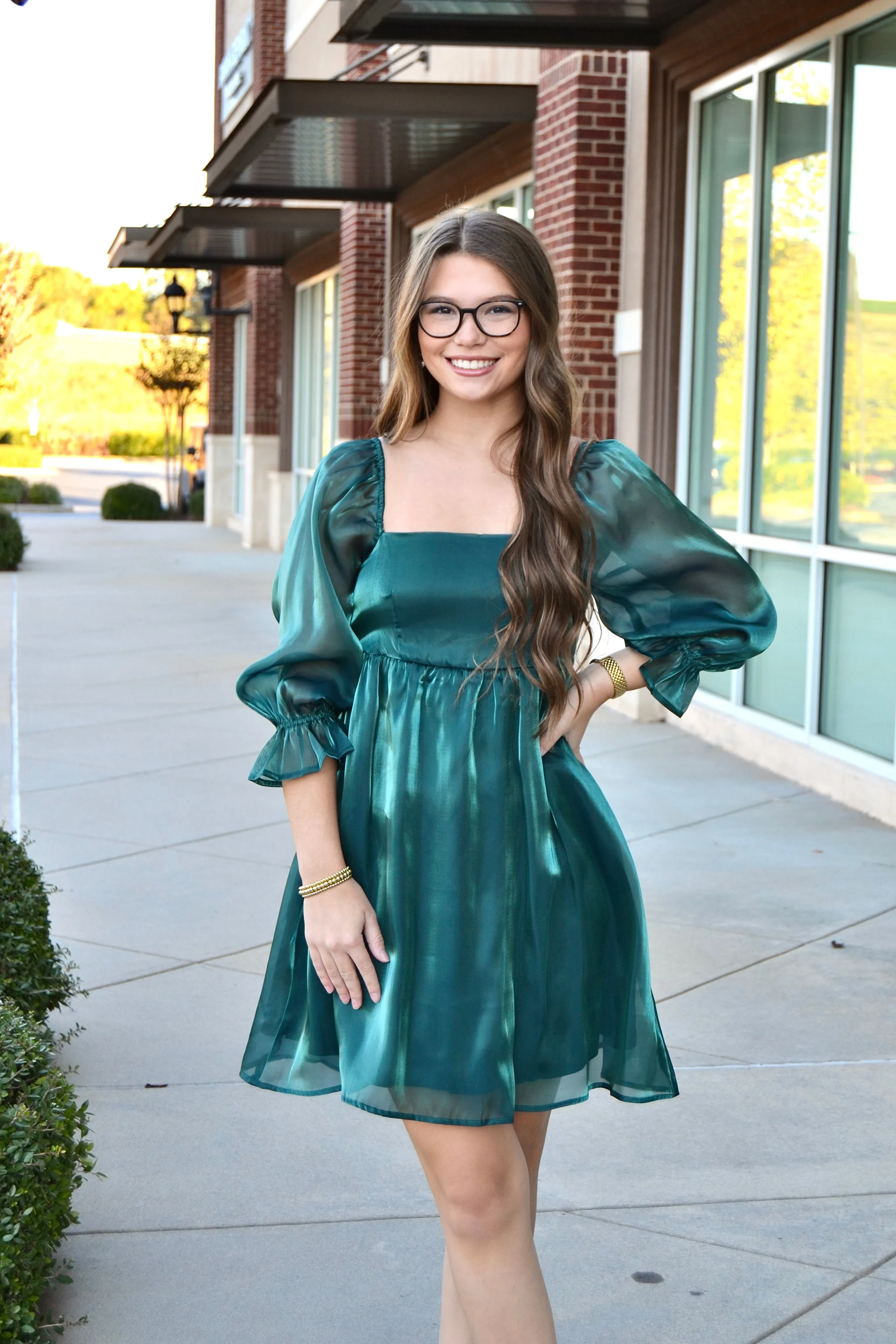 Shimmer satin babydoll dress