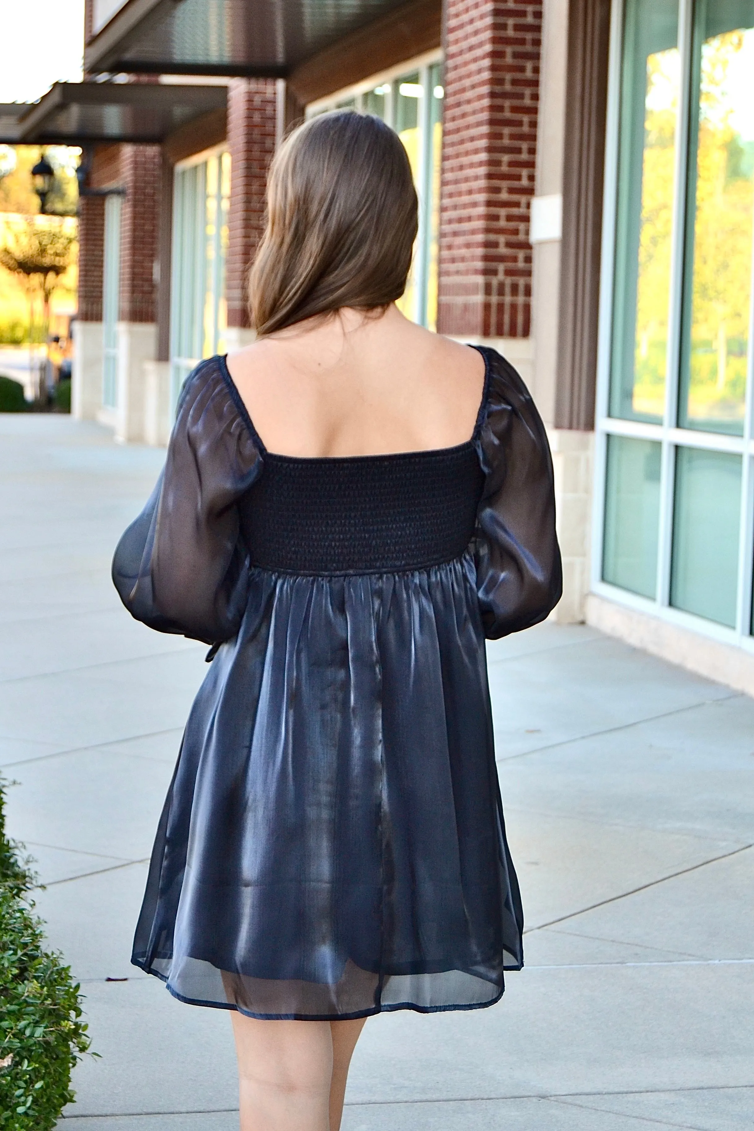 Shimmer satin babydoll dress